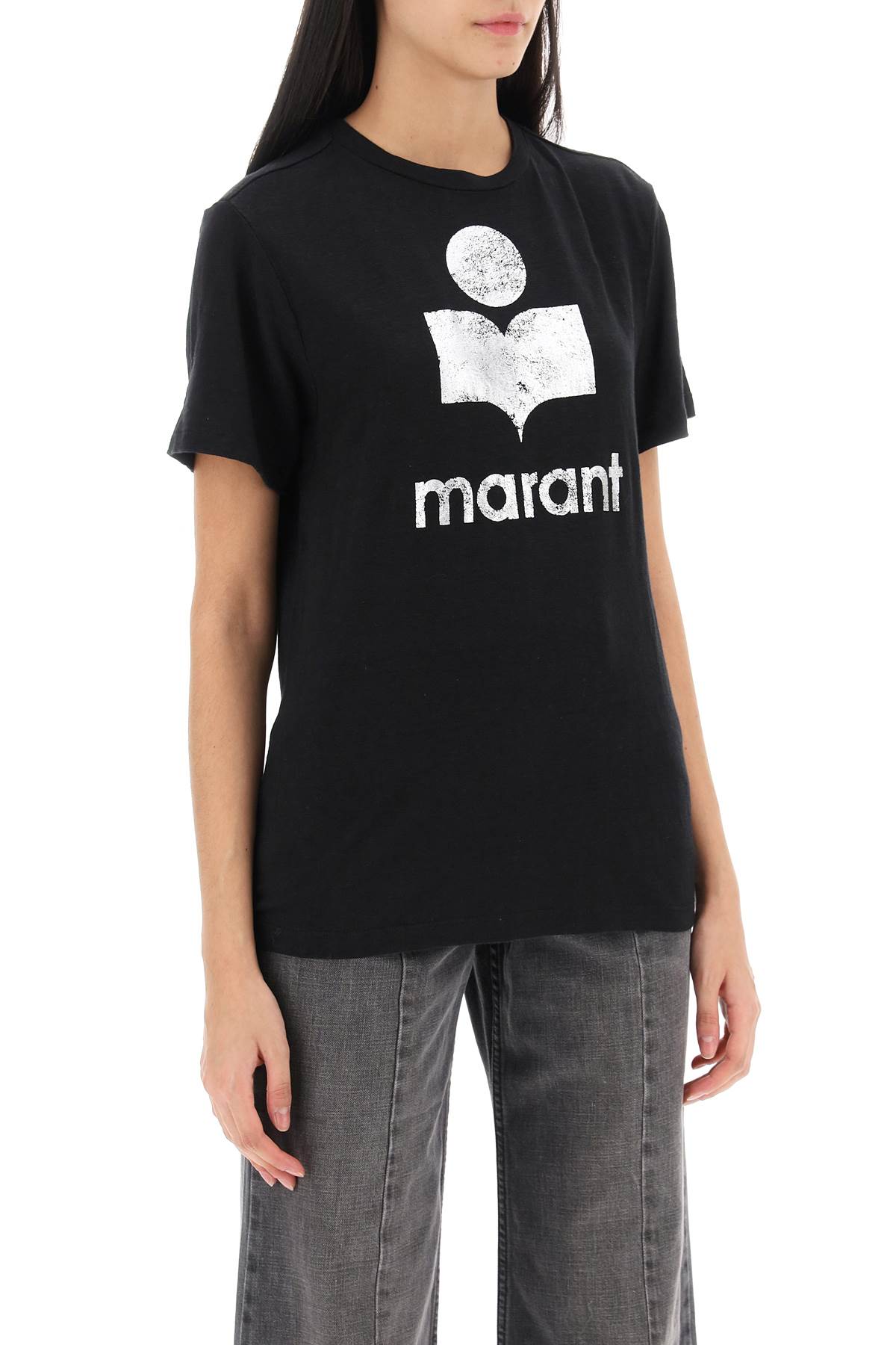 Isabel Marant Etoile Zewel T-Shirt With Metallic Logo Print