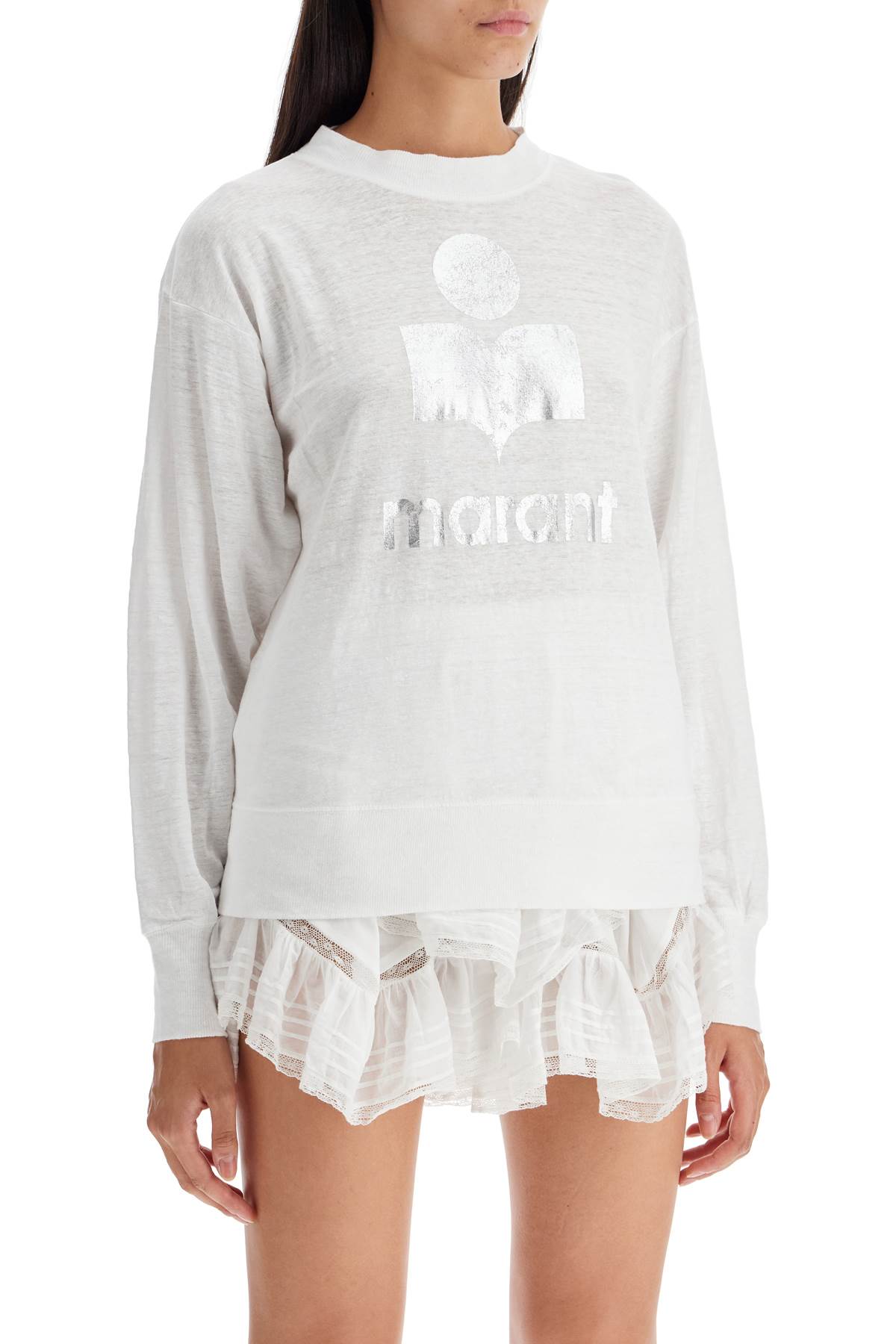 Isabel Marant Etoile Klowia T-Shirt With Metallic Logo Print