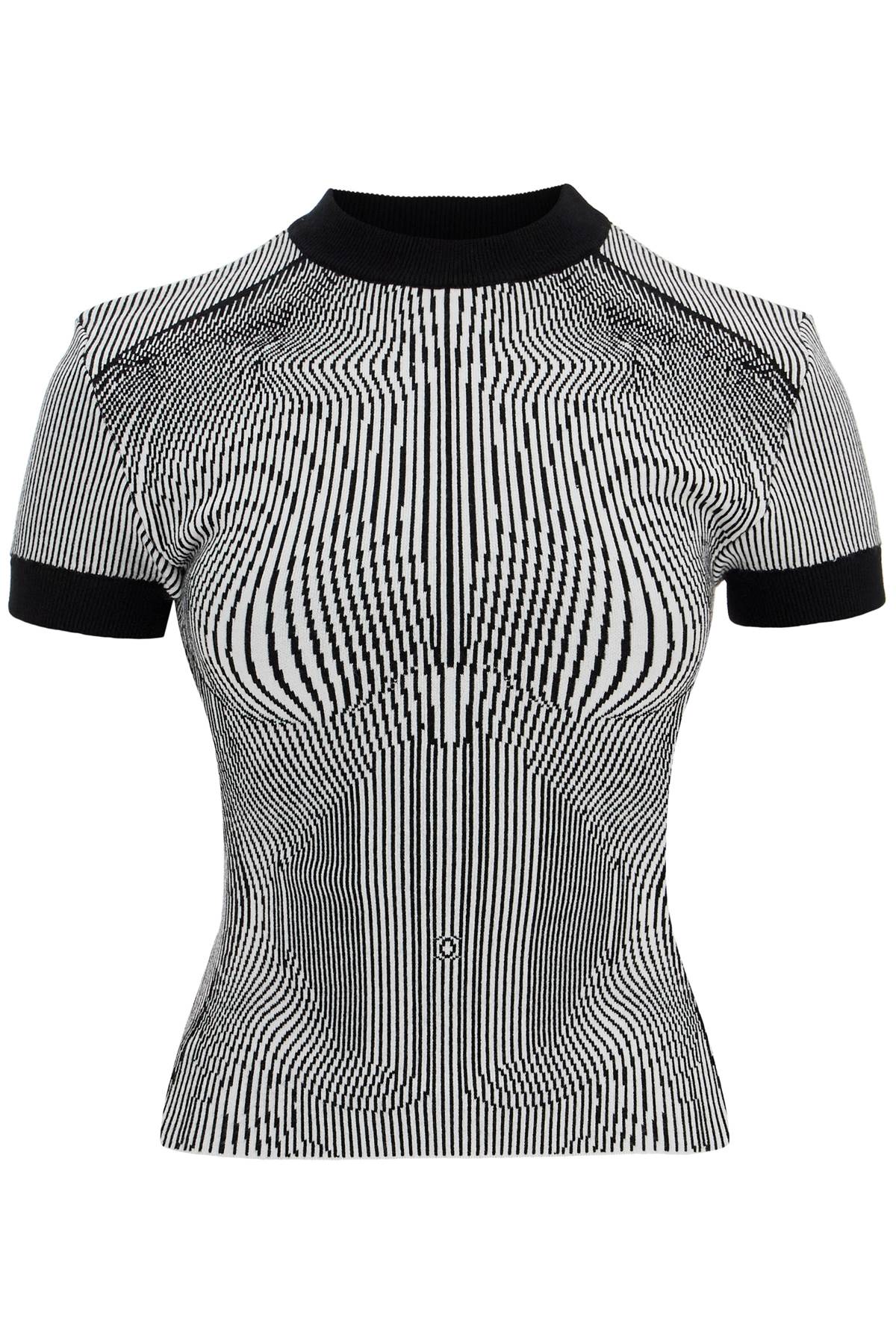 Jean Paul Gaultier Black And White Striped Viscose T-Shirt