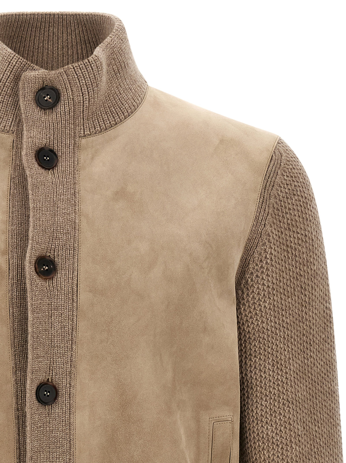 Zegna Suede Panel Cardigan