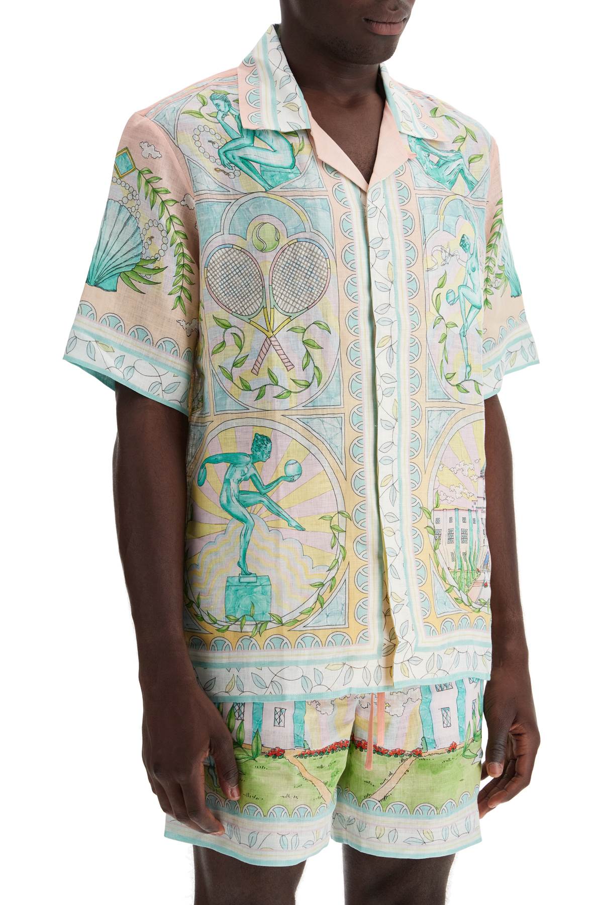 Casablanca Short-Sleeved Linen Shirt For Men