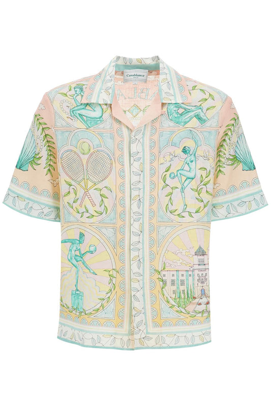 Casablanca Short-Sleeved Linen Shirt For Men Multicolor