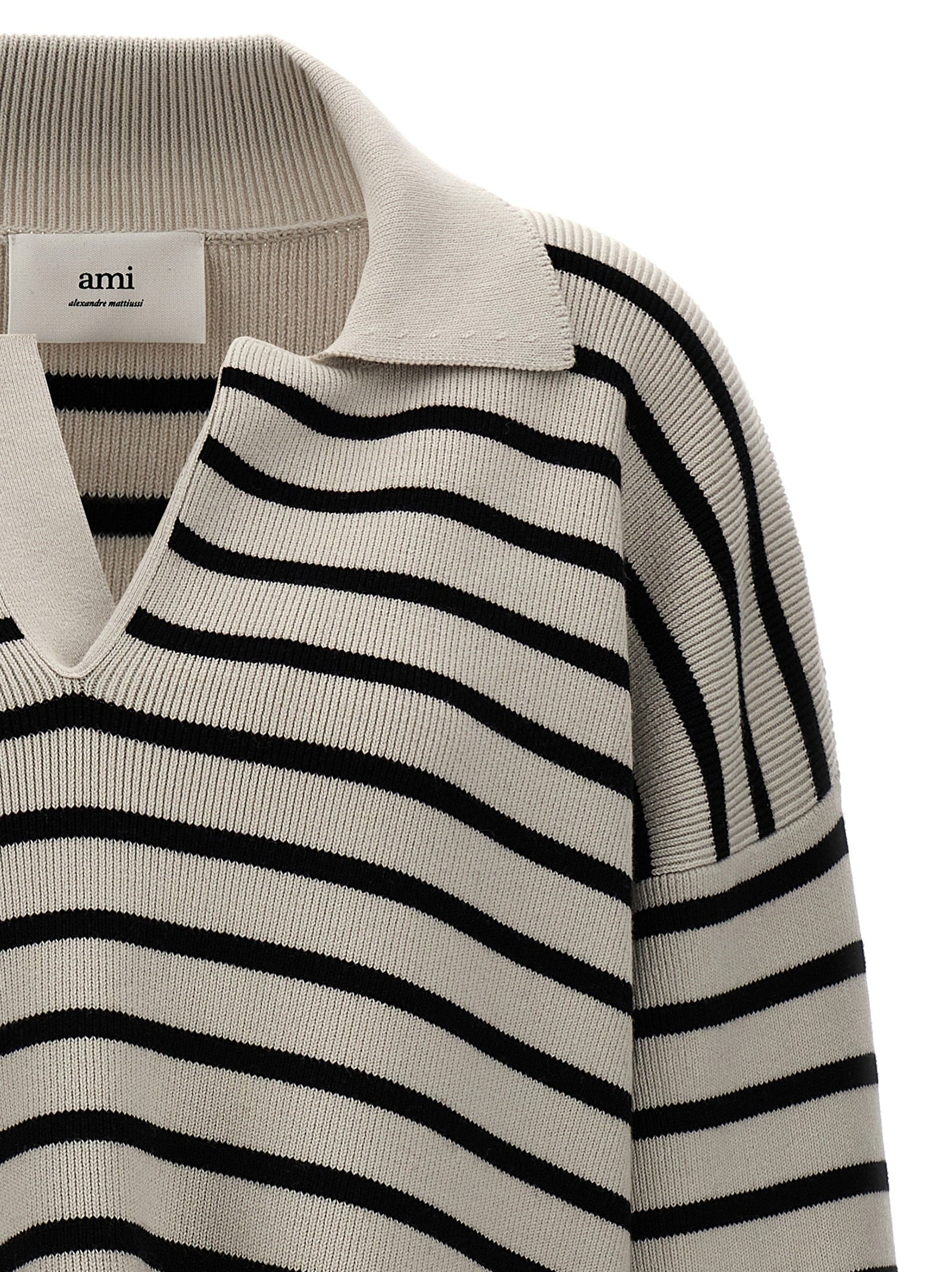 Ami Paris Striped Polo Sweater