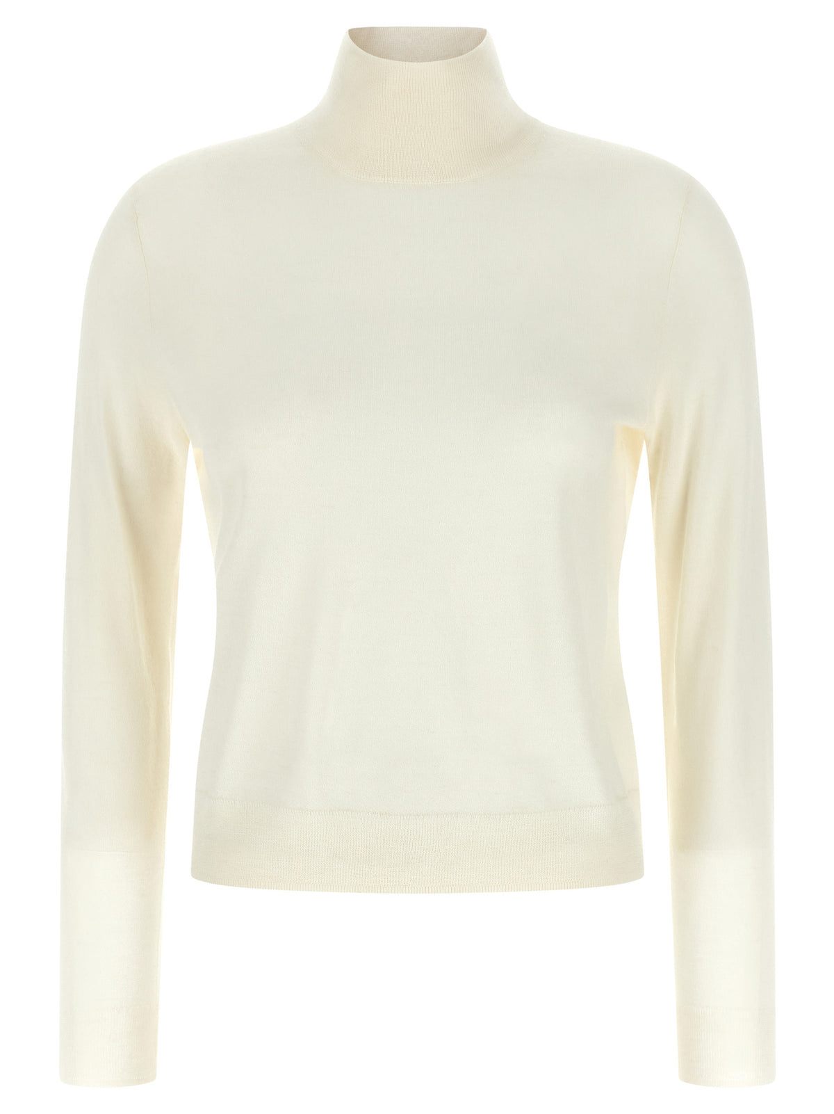 Vince White Silk And Cashmere Turtleneck Sweater