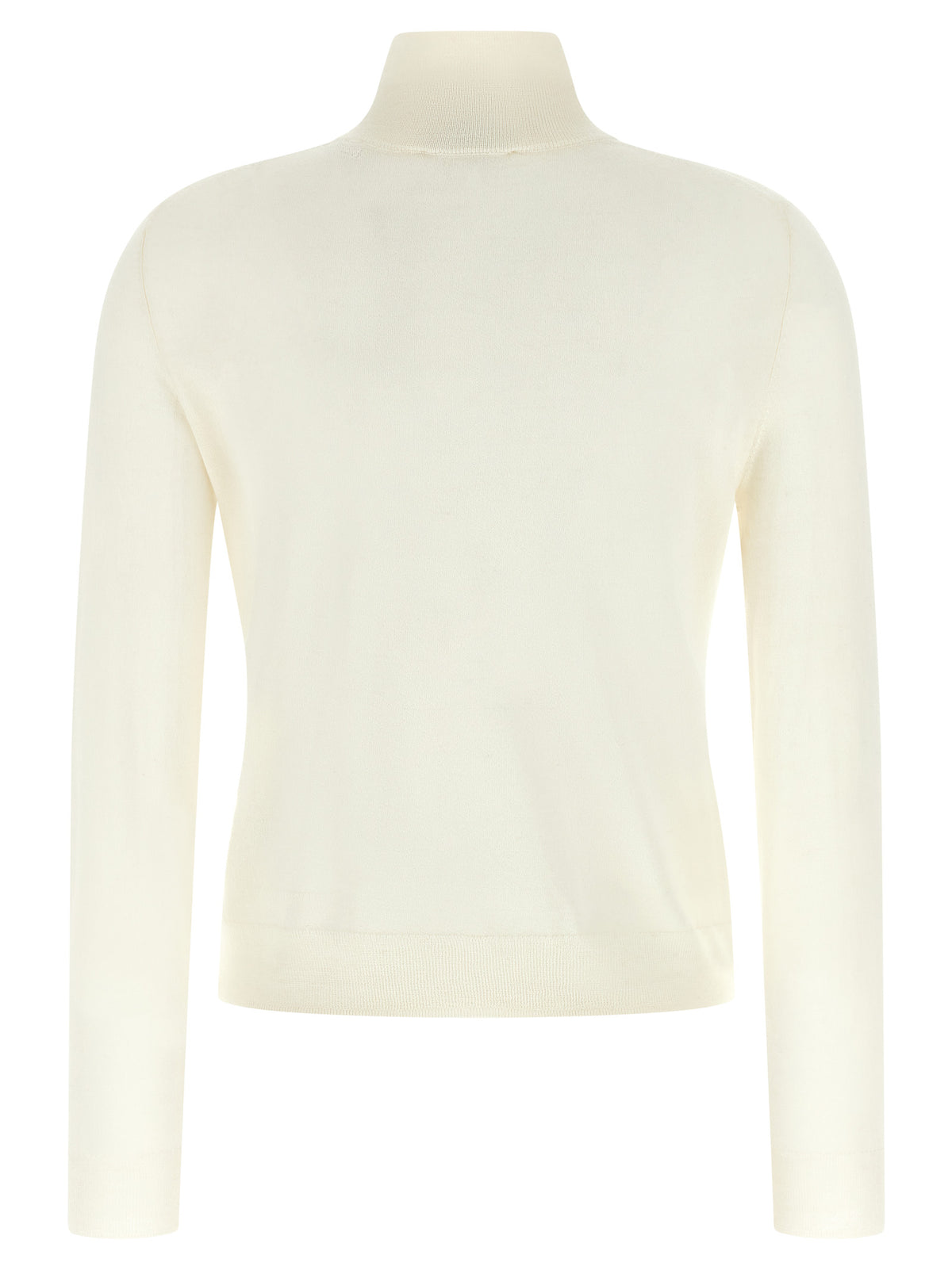 Vince White Silk And Cashmere Turtleneck Sweater