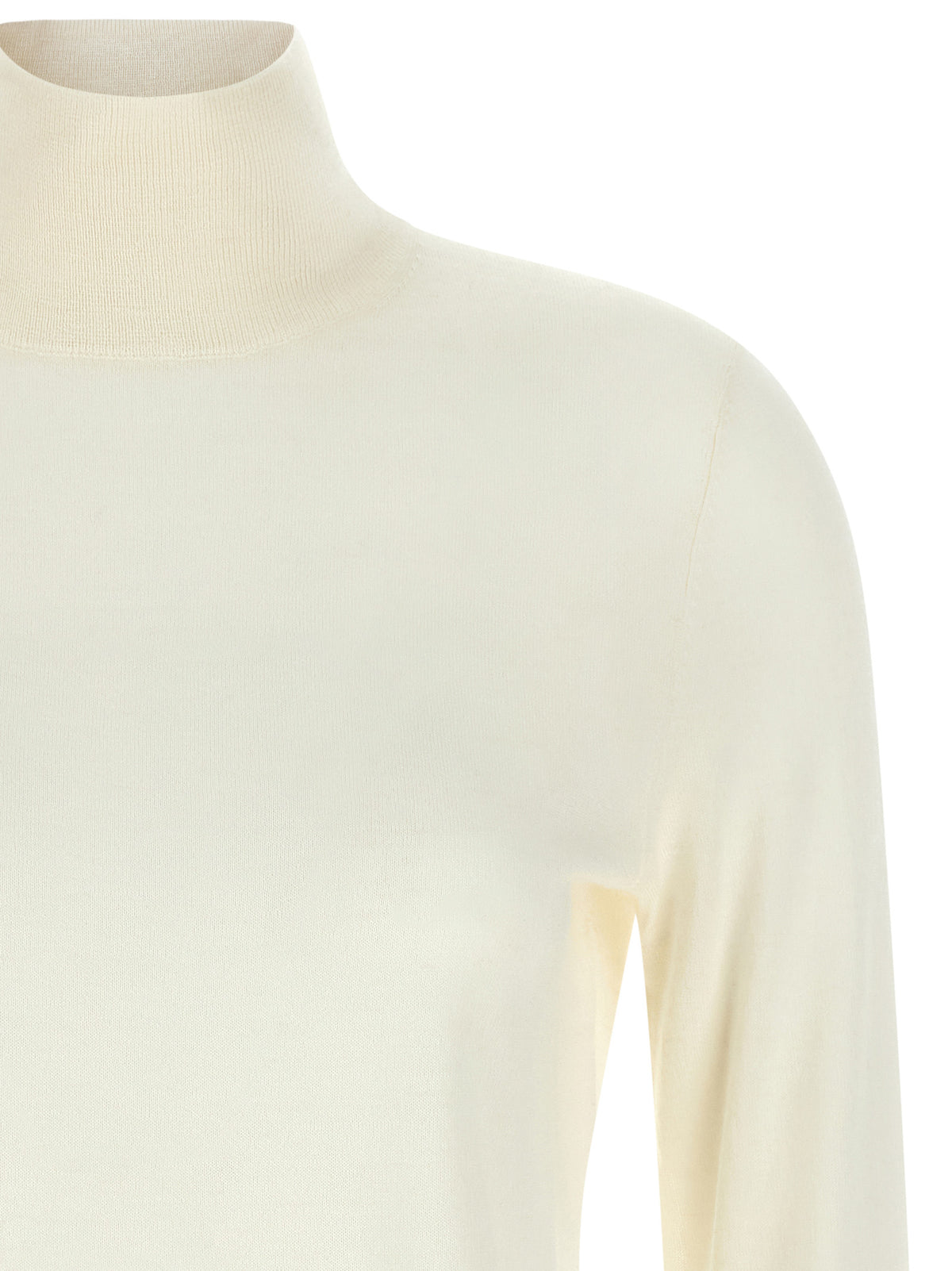Vince White Silk And Cashmere Turtleneck Sweater