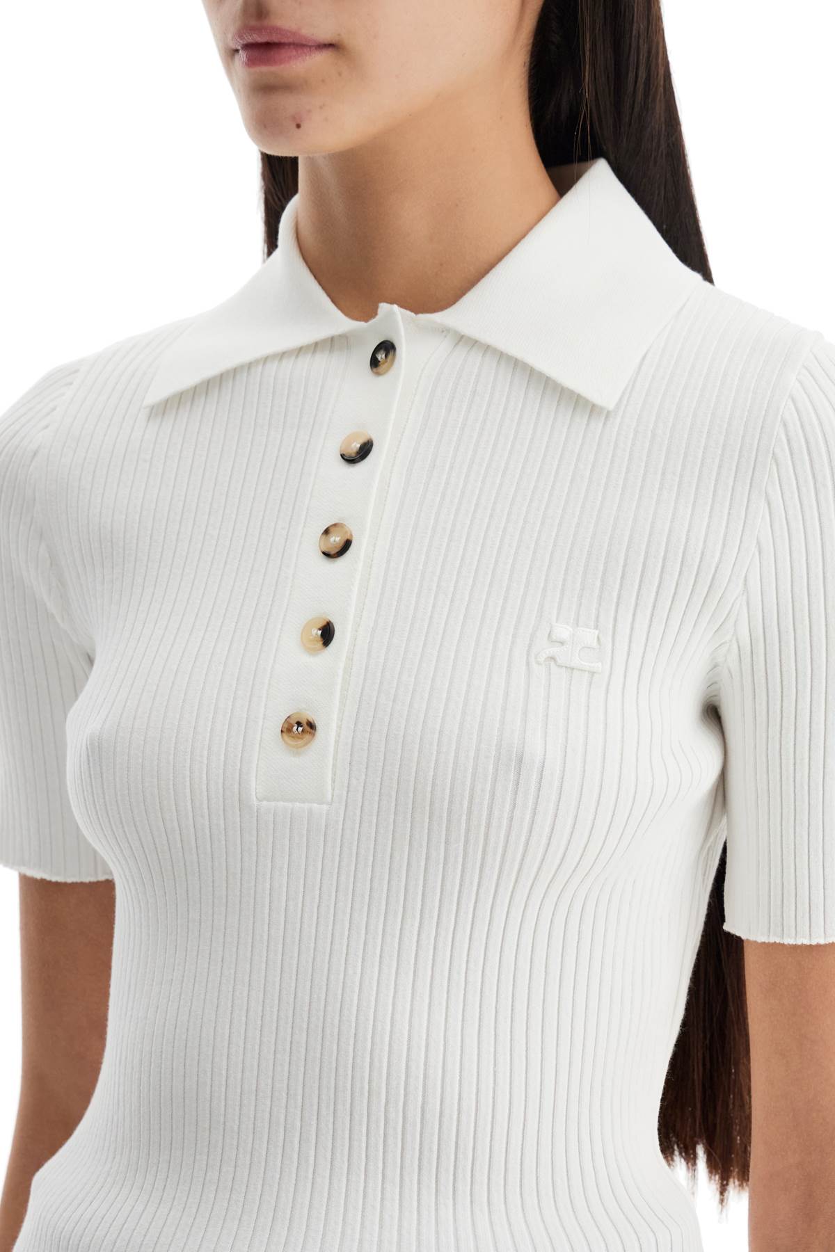 Courreges Short-Sleeved Ribbed Polo