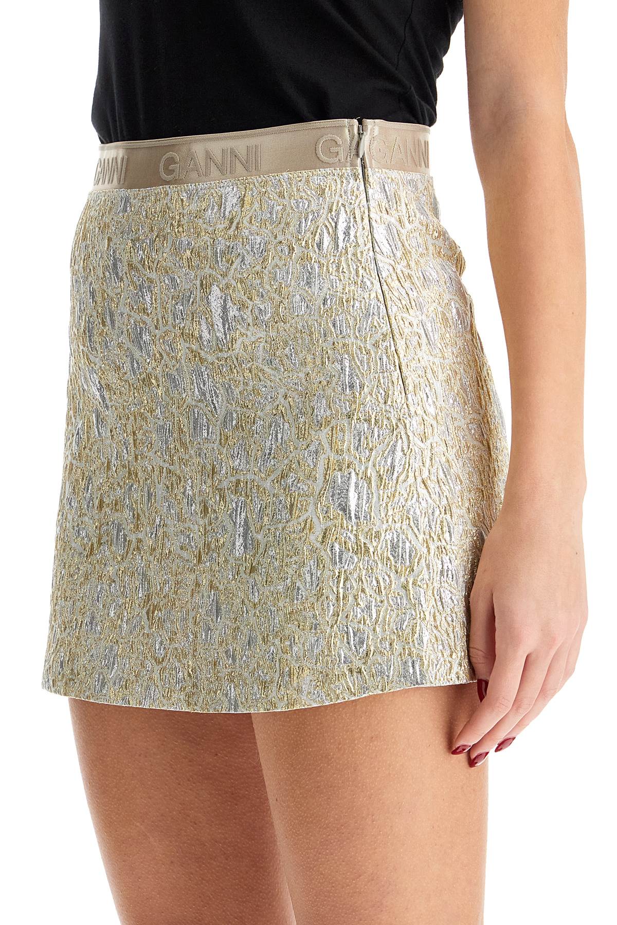 Ganni Metallic Cloquã© Mini Skirt