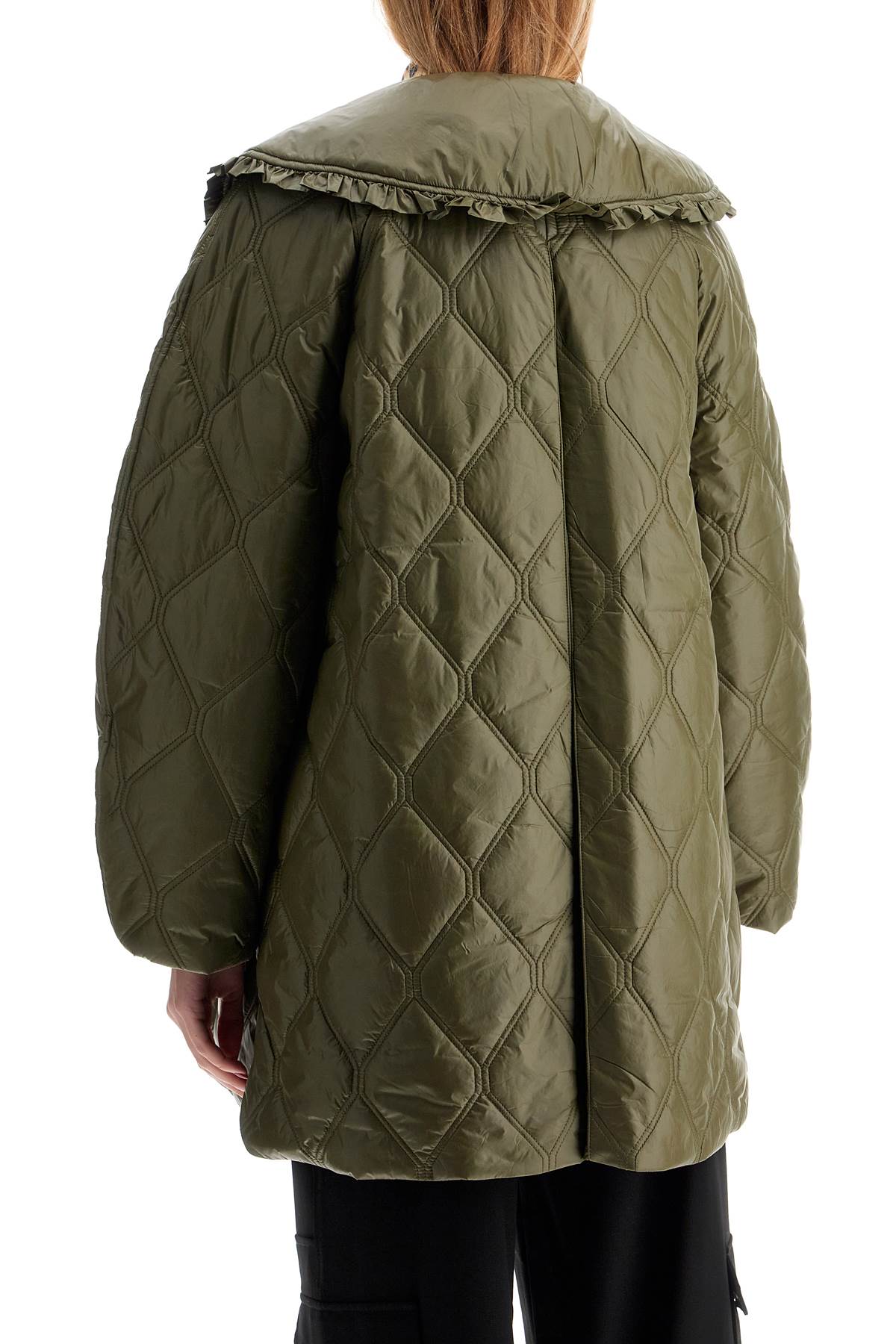 Ganni Lightweight Down Jacket With Oversized Collar