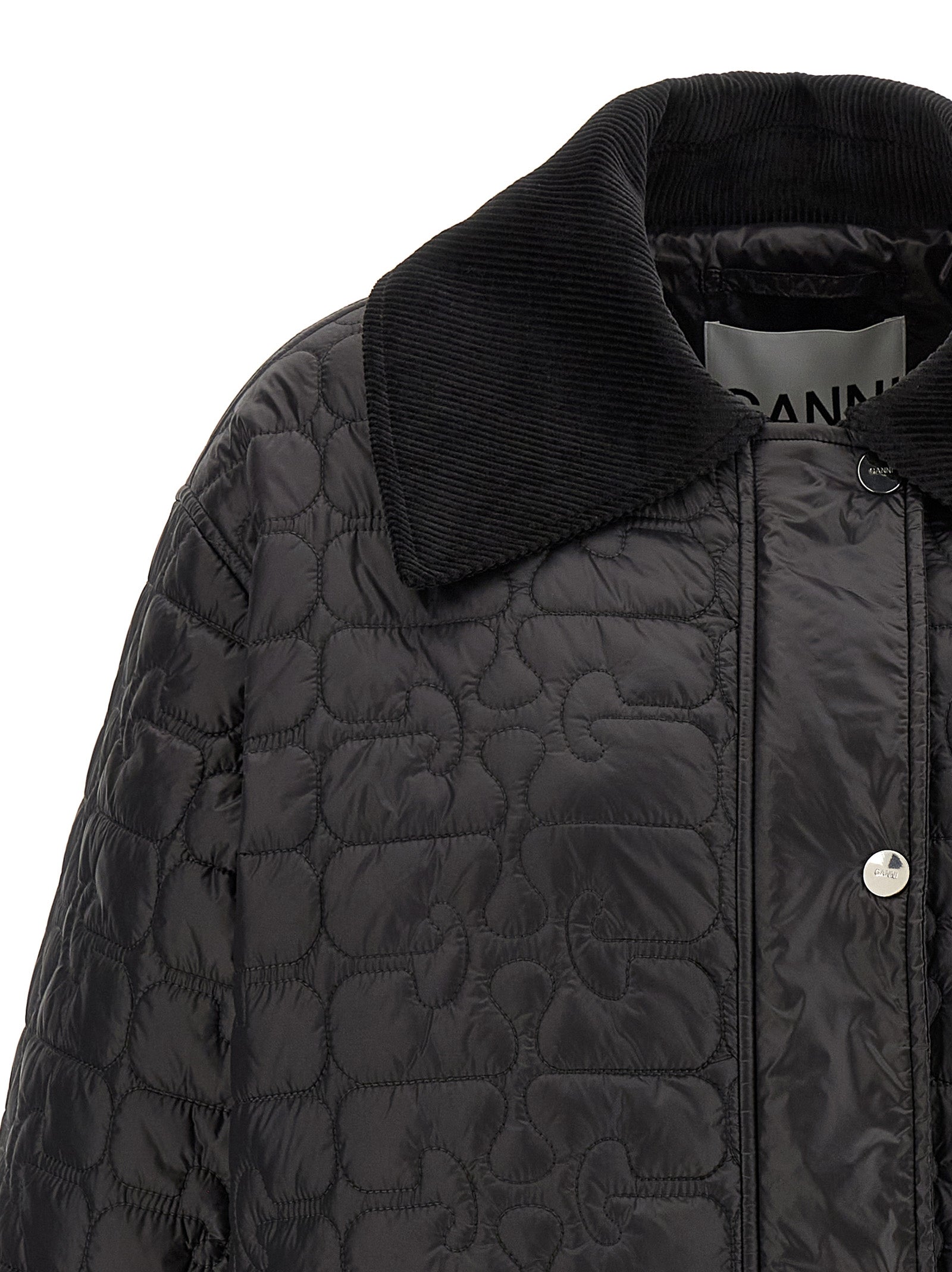 Ganni 'Black Shiny Quilt Midi' Jacket