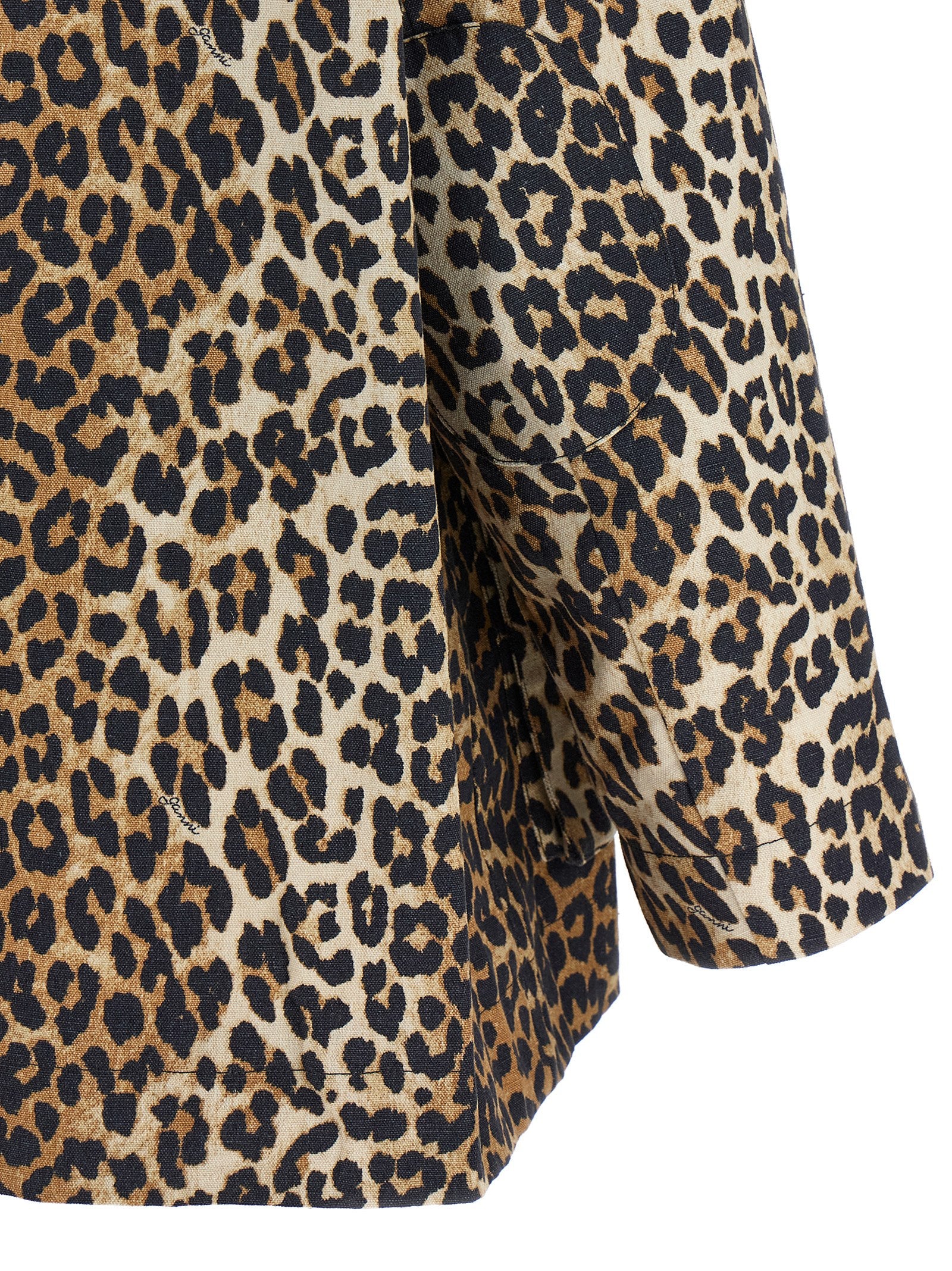 Ganni 'Leopard Printed Canvas Midi' Jacket