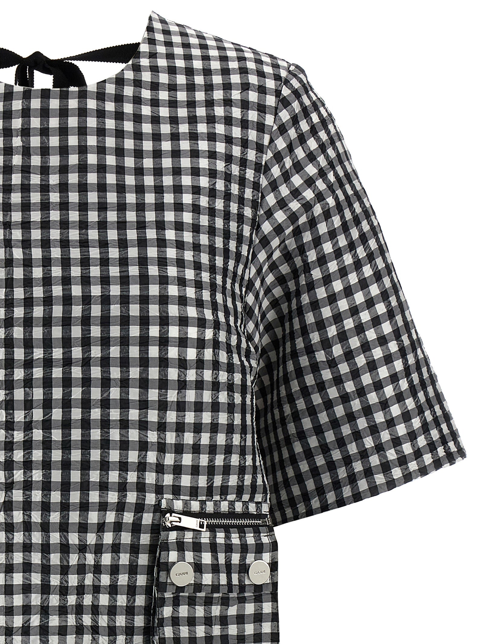 Ganni 'Crinkled Check Mini' Dress