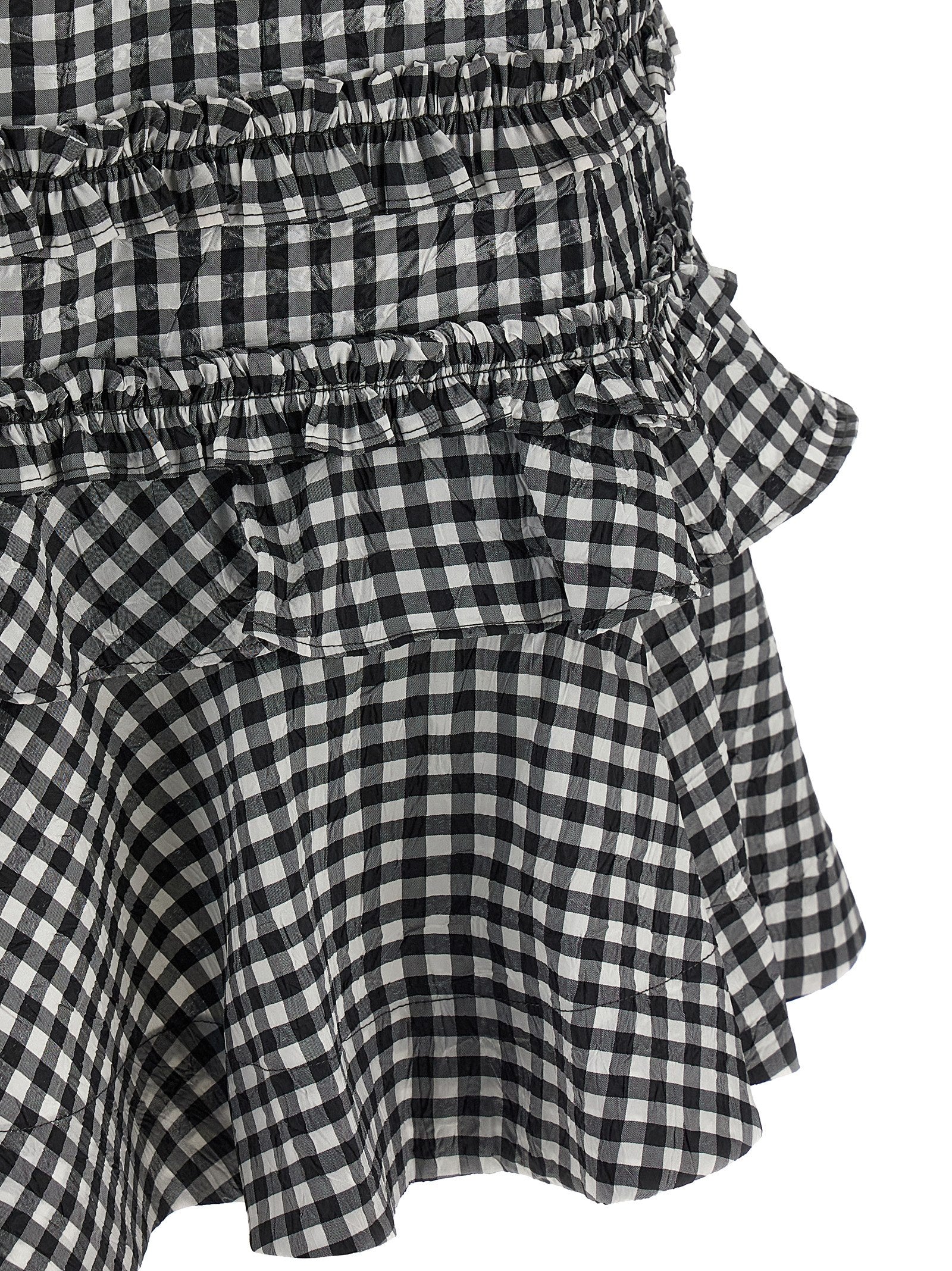 Ganni 'Crinkled Check Mini' Dress