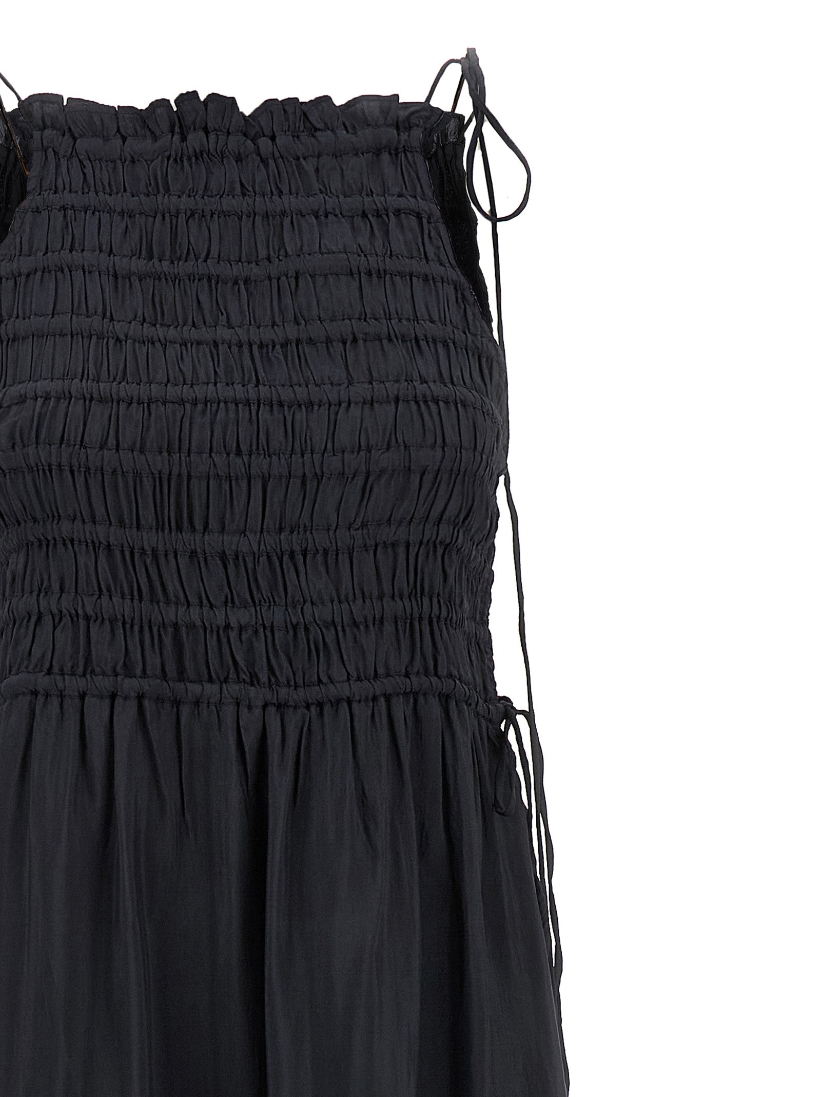 Ganni 'Black Smock Tie' Dress