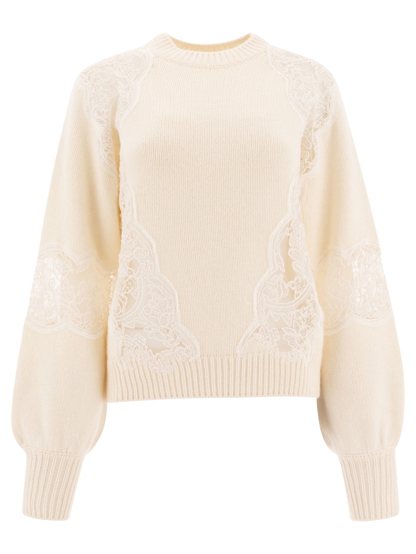 Elie Saab Sweater With Lace Inserts