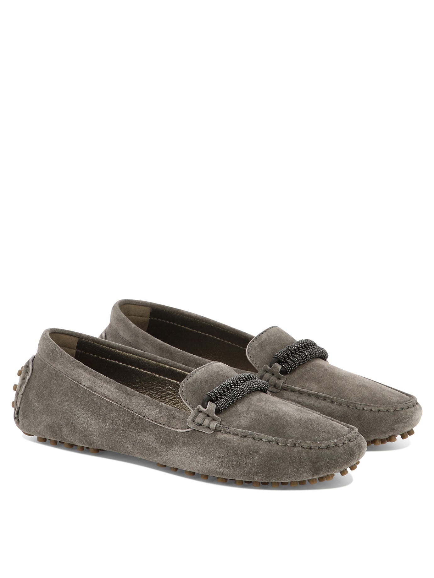 Brunello Cucinelli Suede Loafers With Jewel Detailing