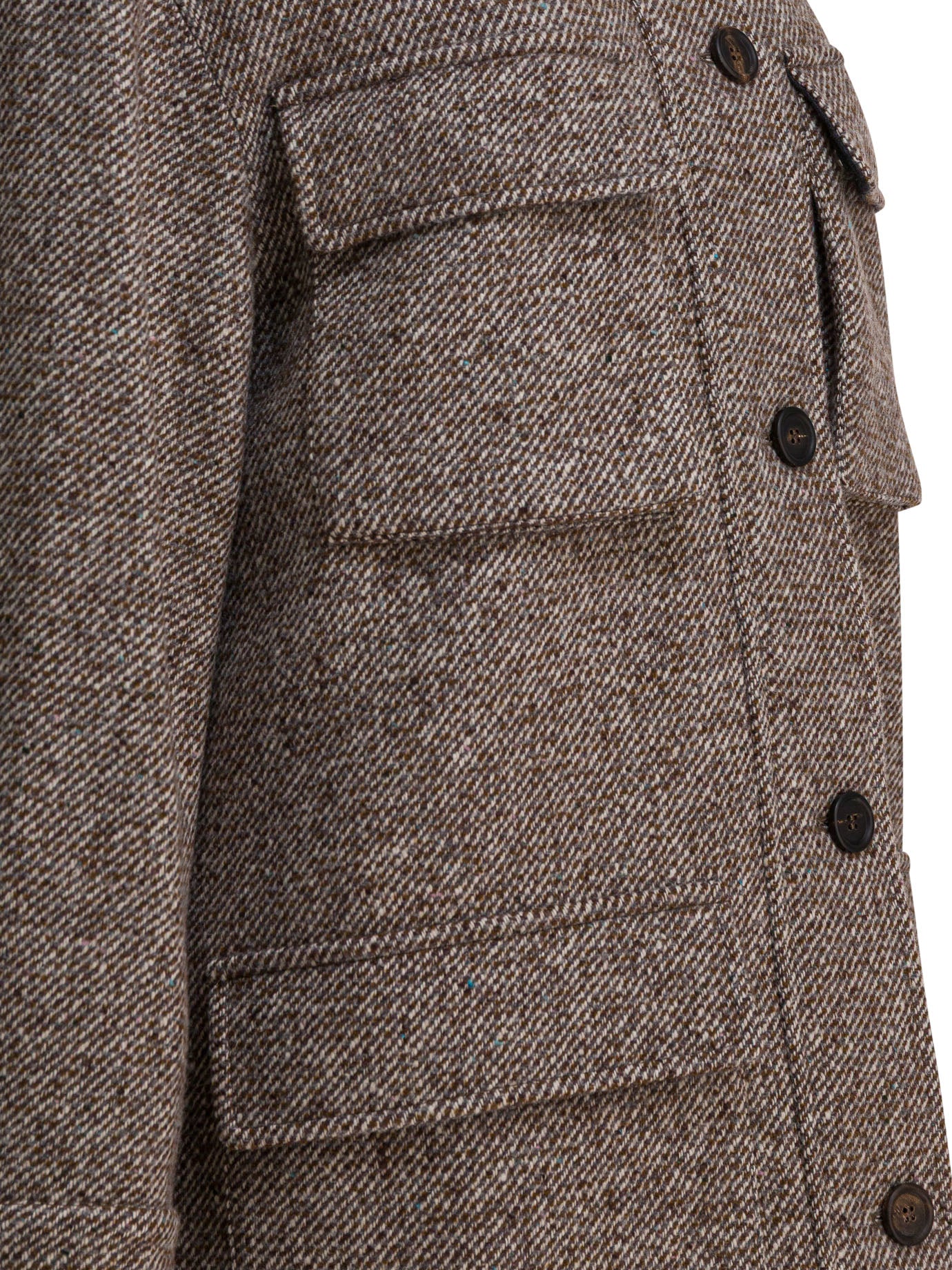 Brunello Cucinelli Coat In Diagonal Mélange Of Virgin Wool And Silk