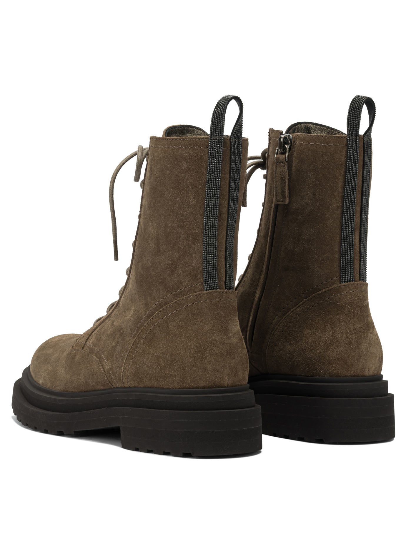 Brunello Cucinelli Suede Lace-Up Ankle Boots