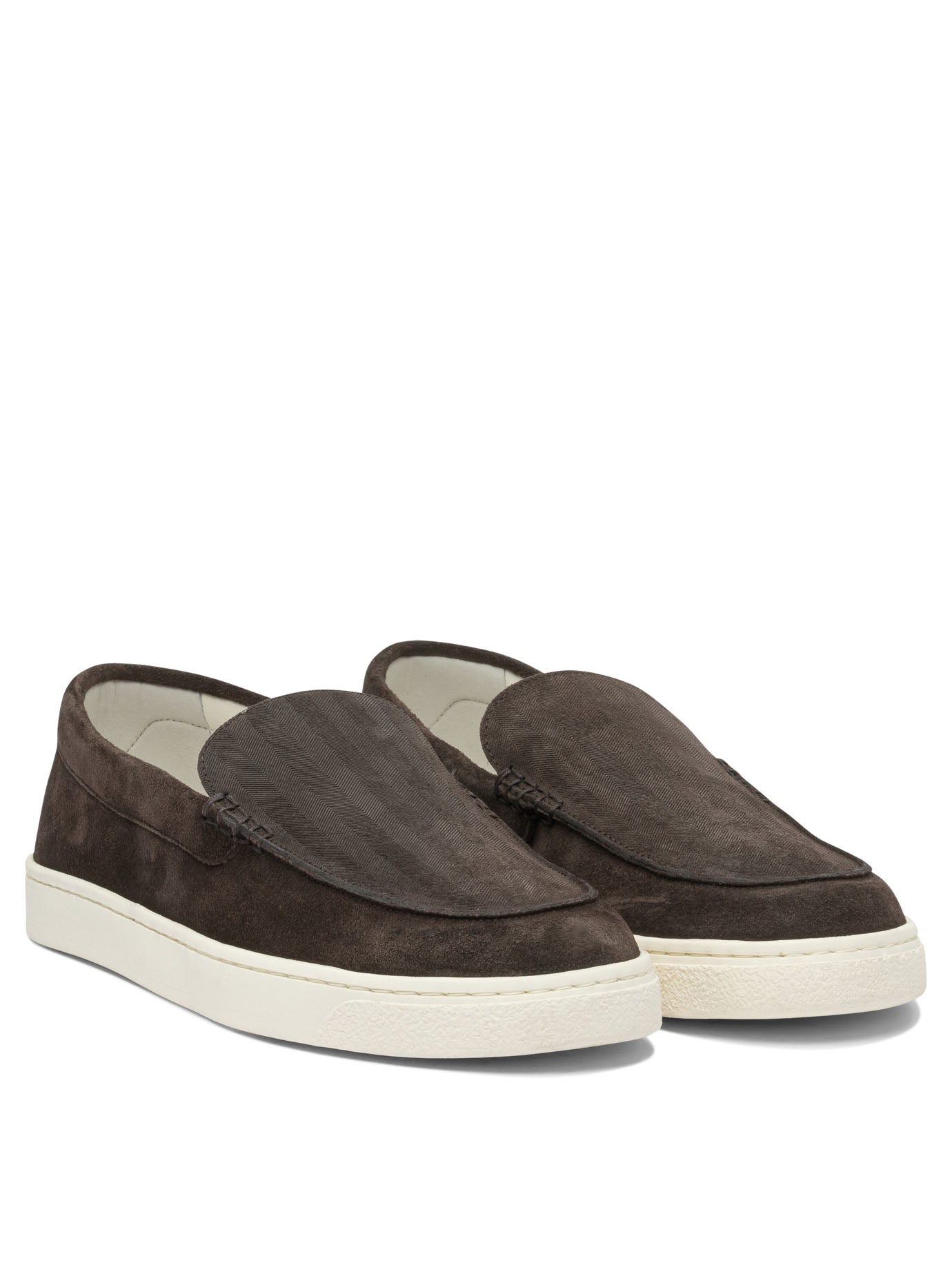 Brunello Cucinelli Chevron-Effect Suede Loafers