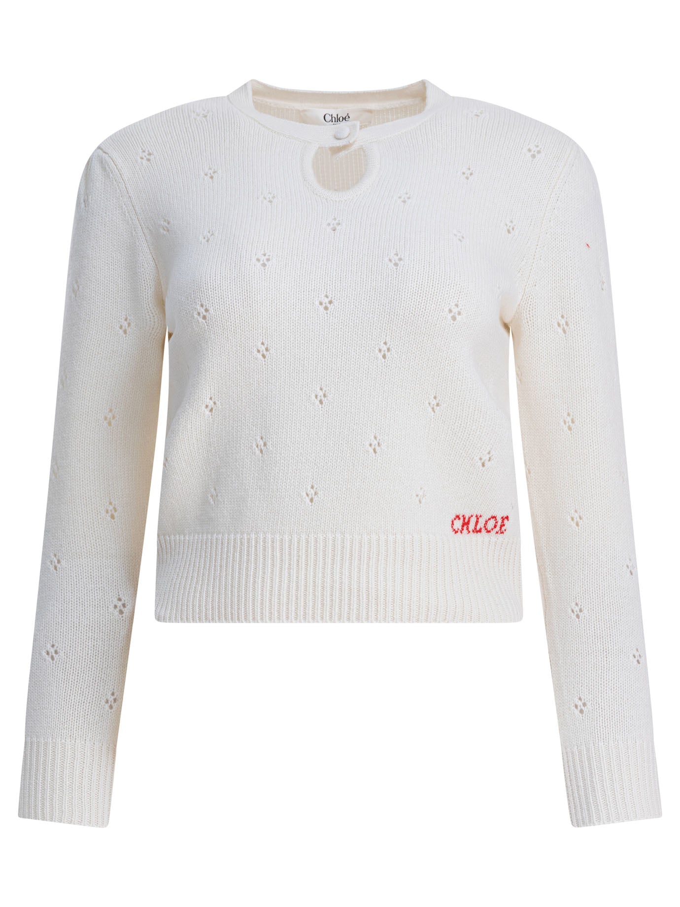 Chloé Perforated Wool And Cashmere Sweater
