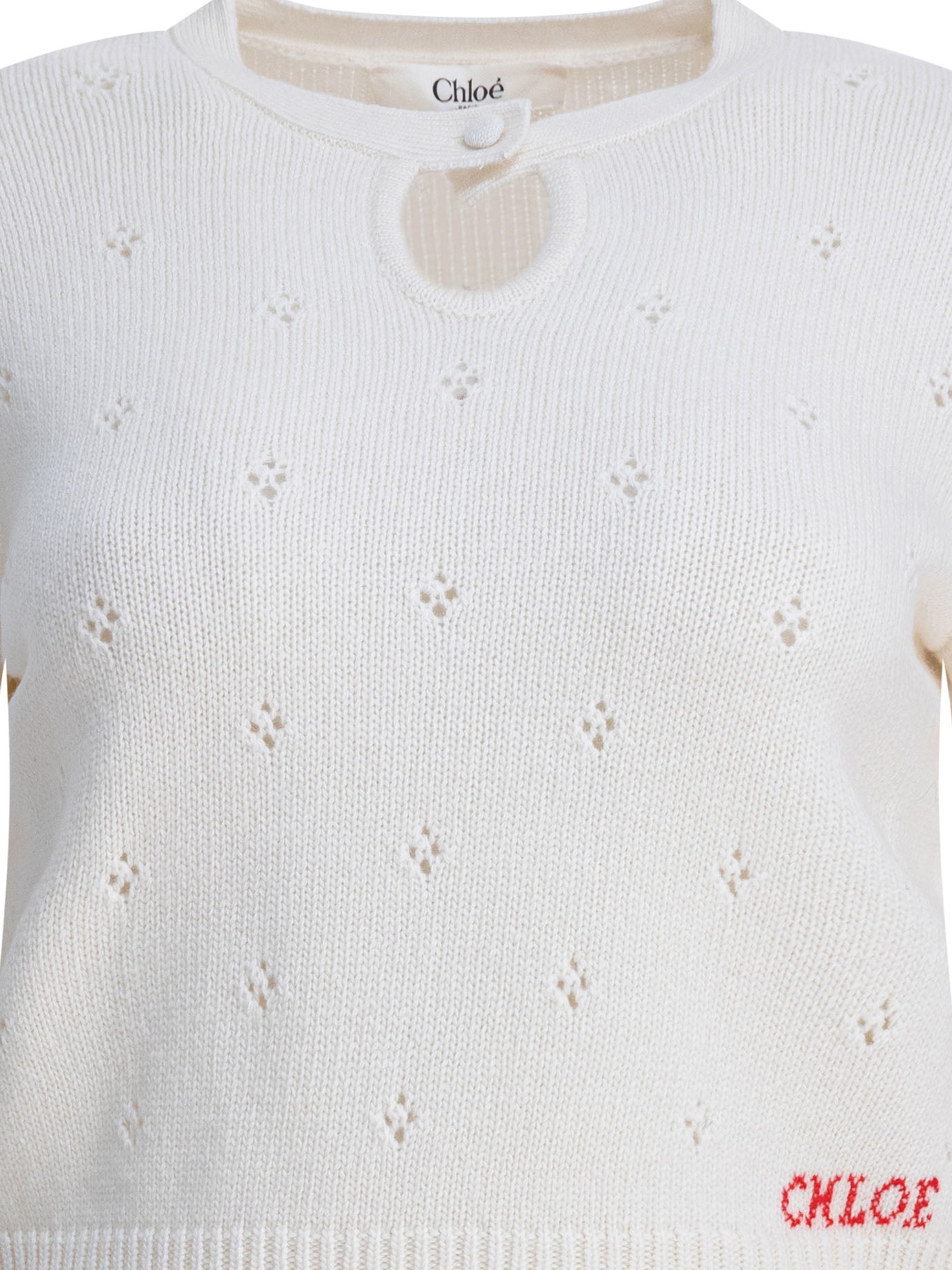 Chloé Perforated Wool And Cashmere Sweater