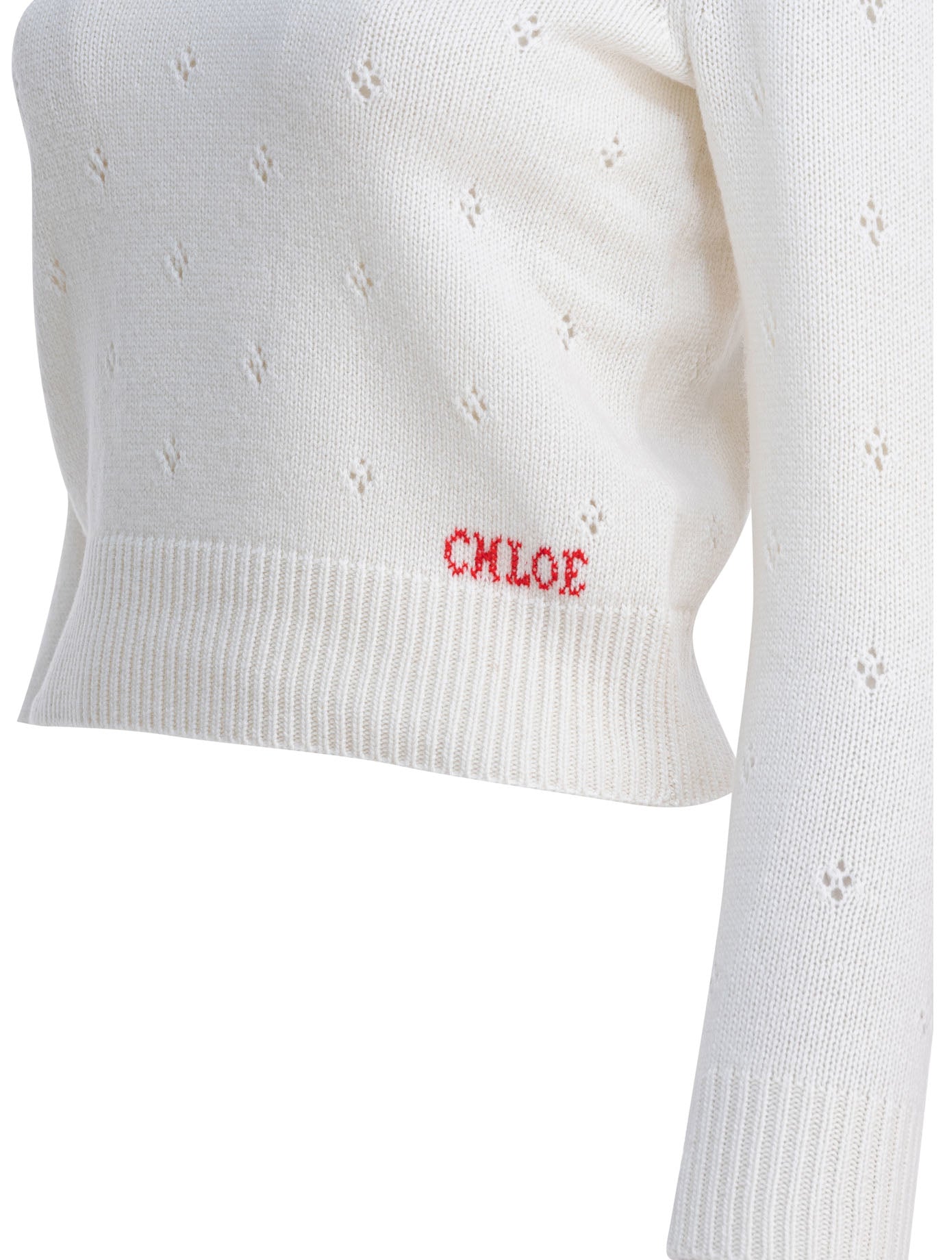 Chloé Perforated Wool And Cashmere Sweater
