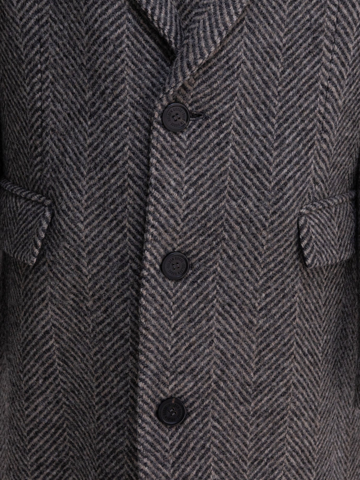 Golden Goose Single-Breasted Herringbone Coat