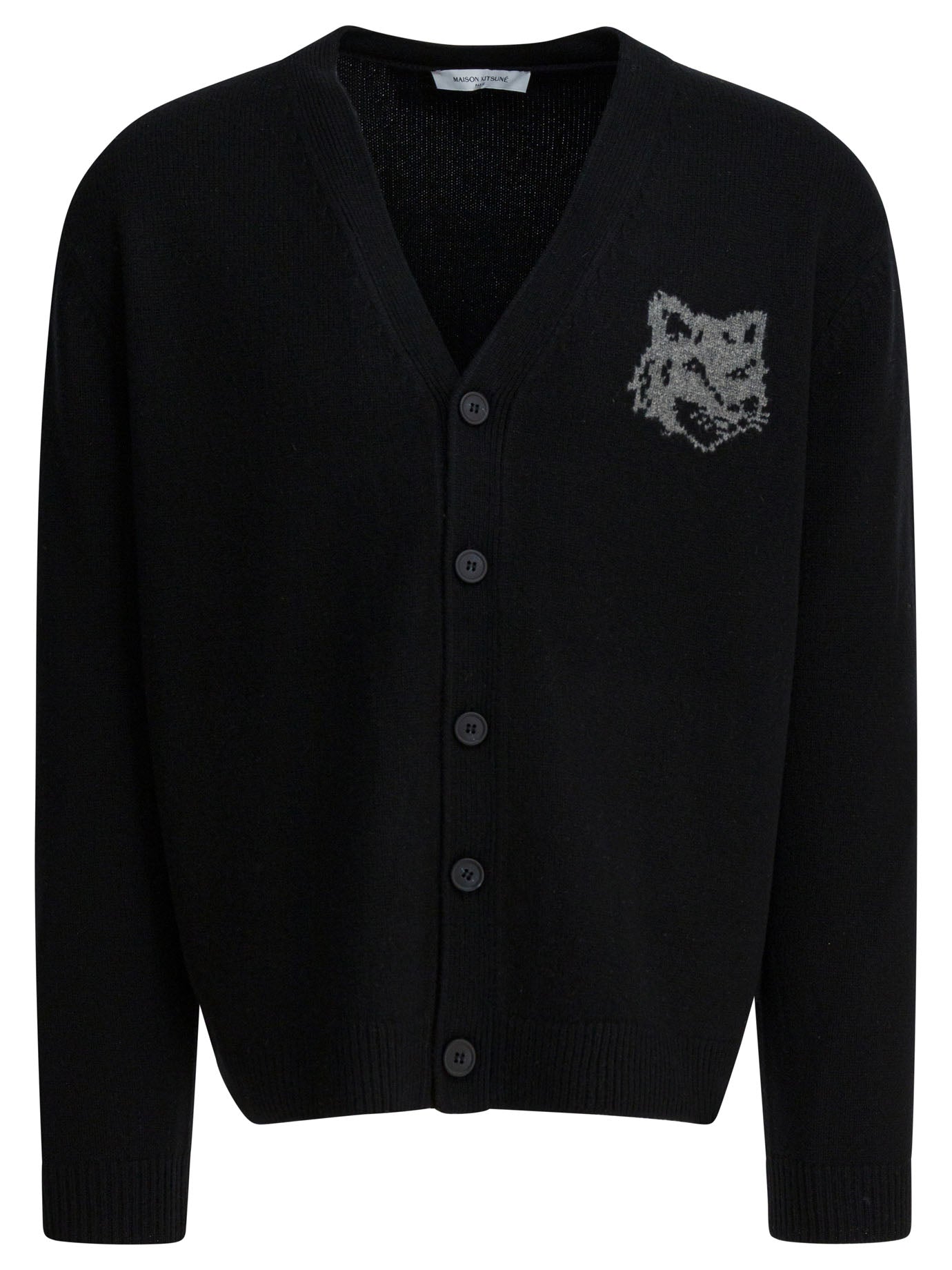 Maison Kitsuné Wool Cardigan With Fox Head
