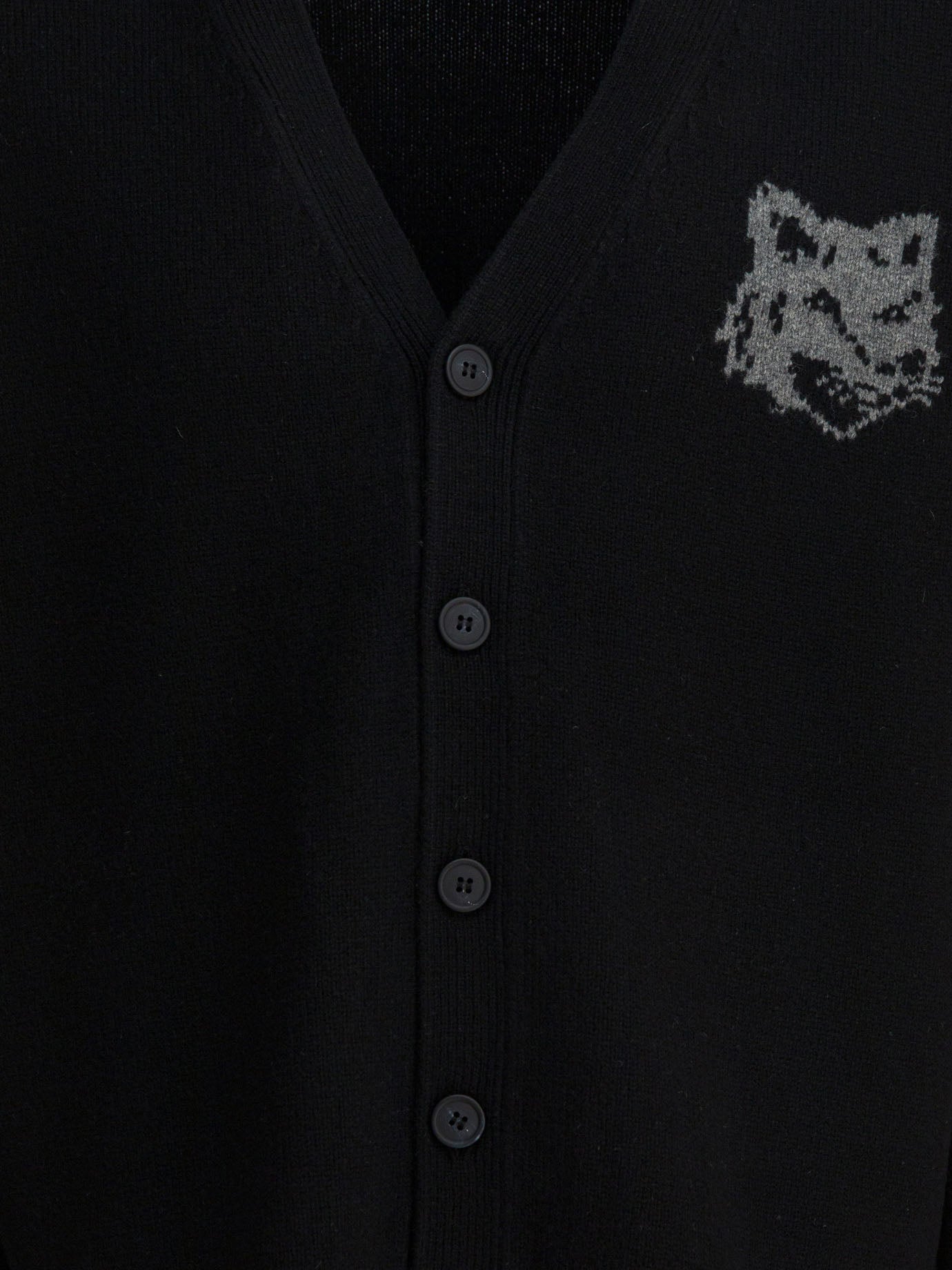 Maison Kitsuné Wool Cardigan With Fox Head