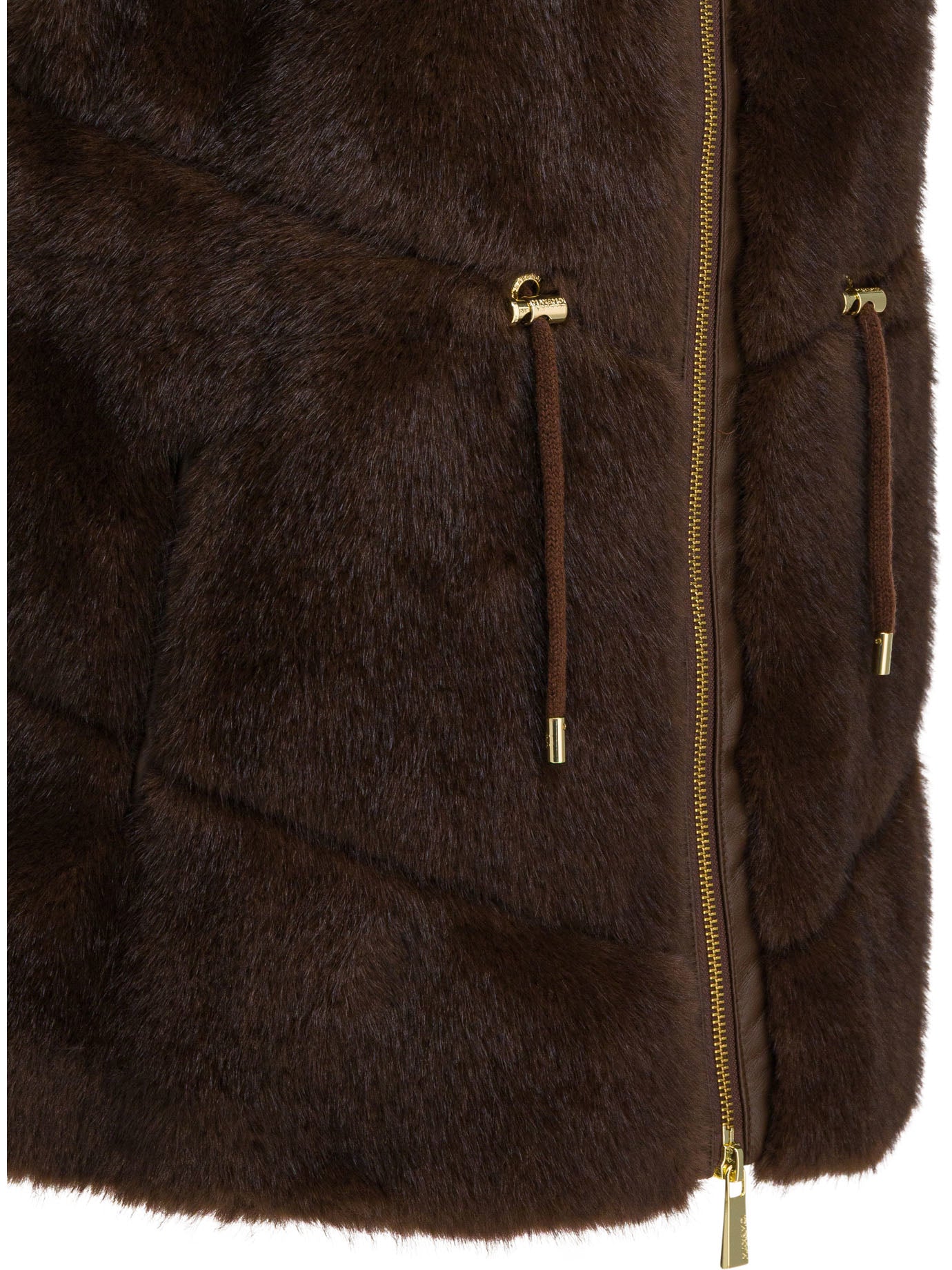 Max&Moi Sleeveless Fur Coat With Hood