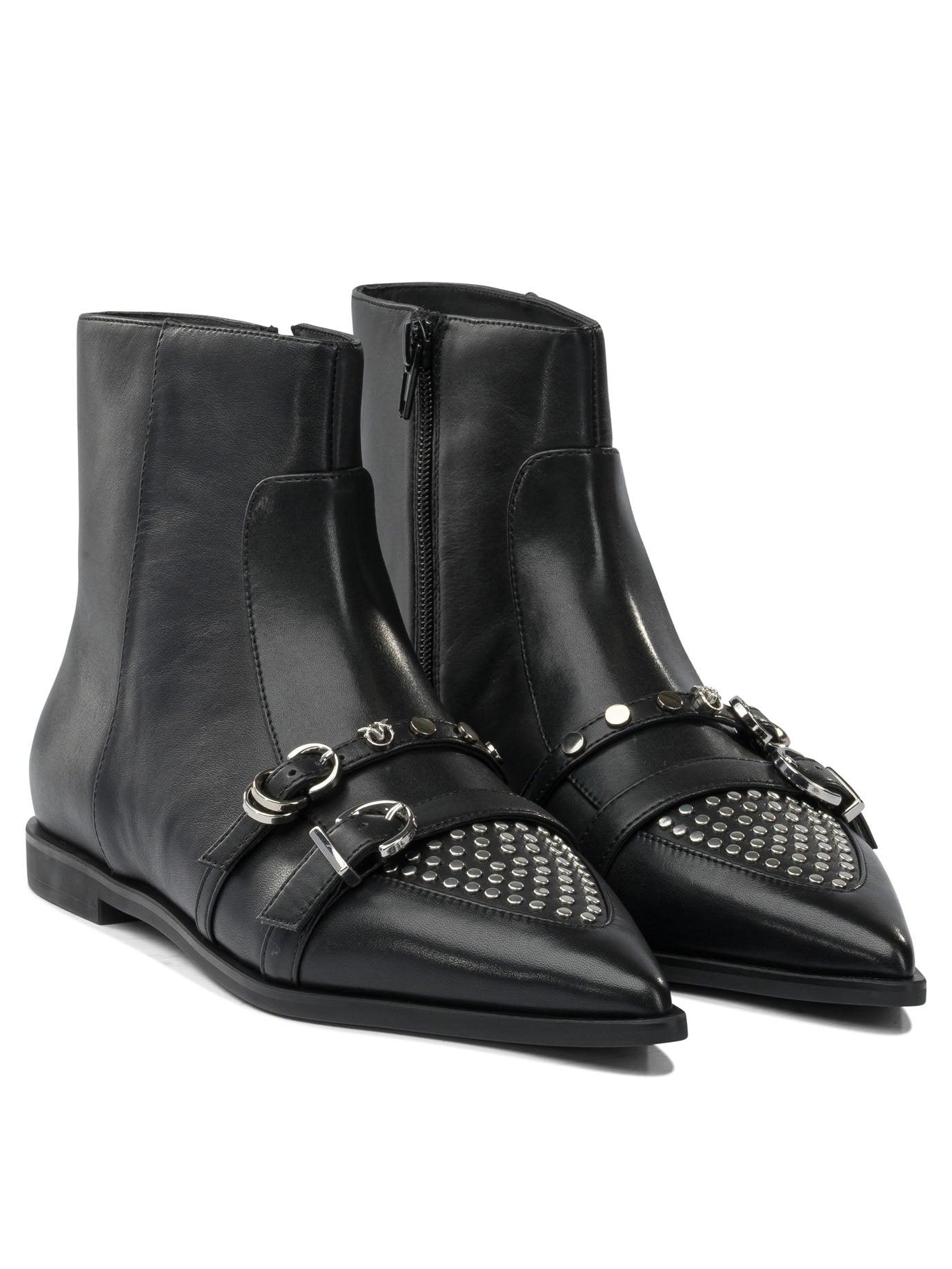 Pinko Leather Zippered Ankle Boots
