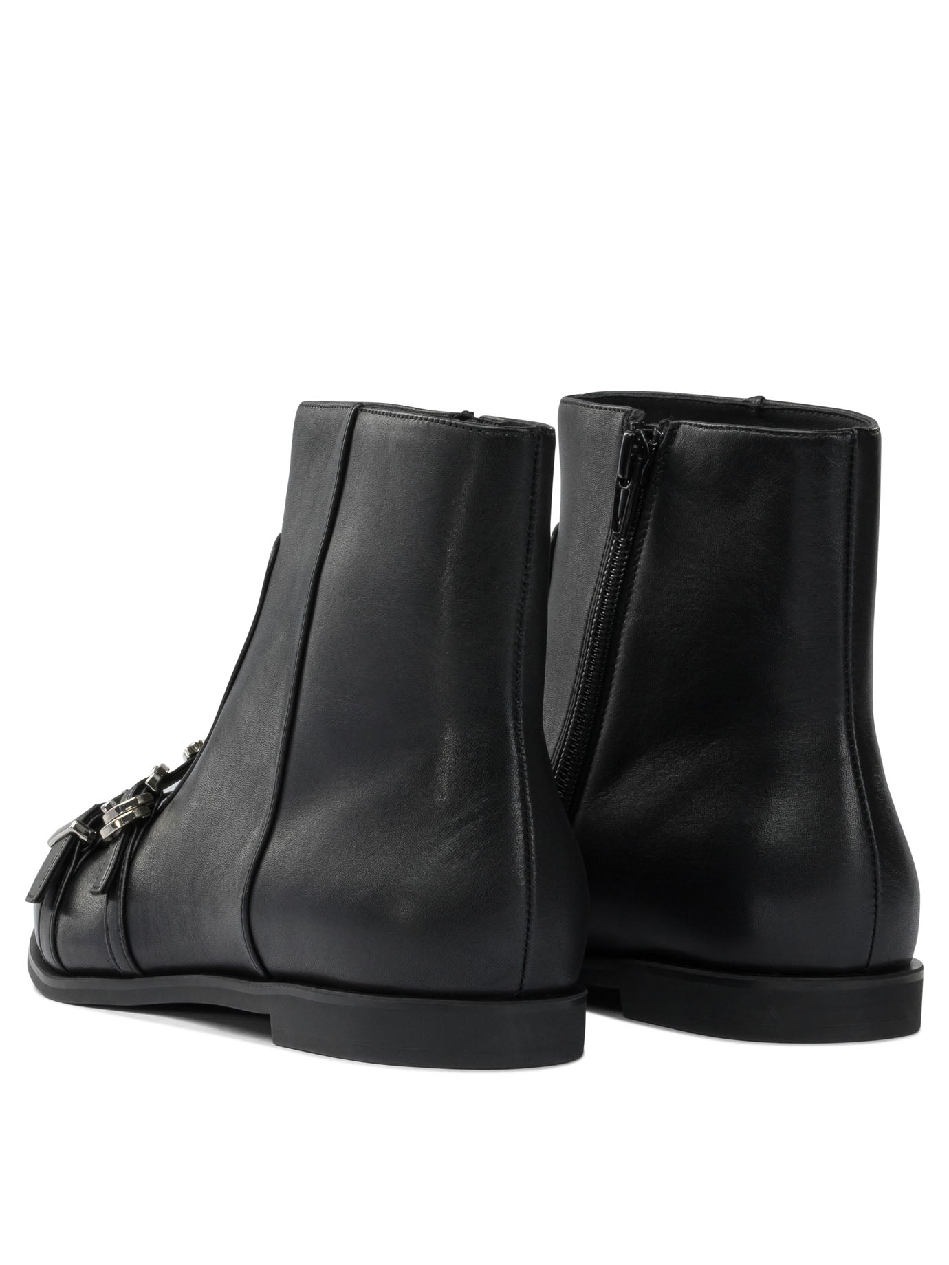Pinko Leather Zippered Ankle Boots