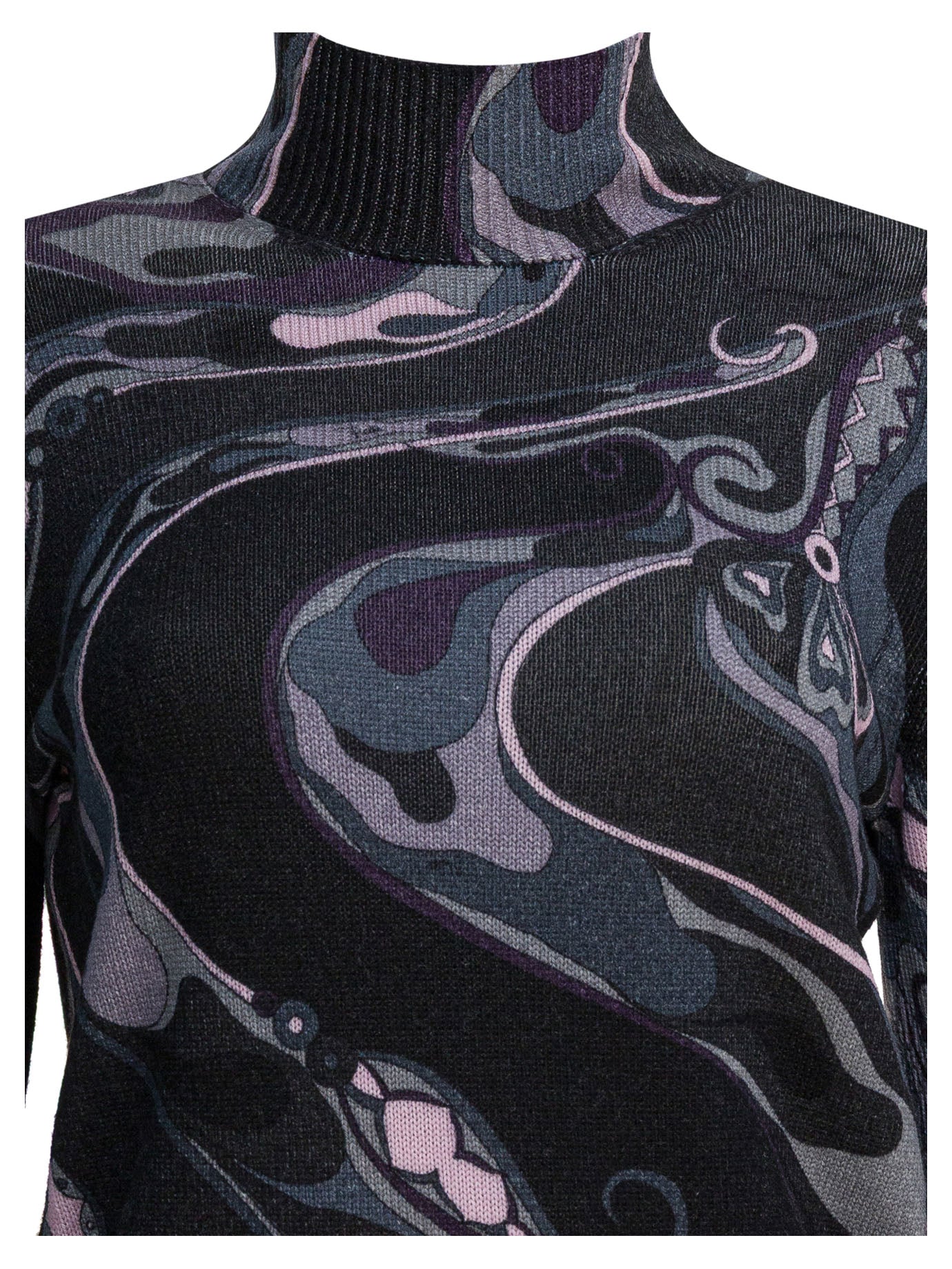 Pucci Wool Turtleneck Sweater With Print