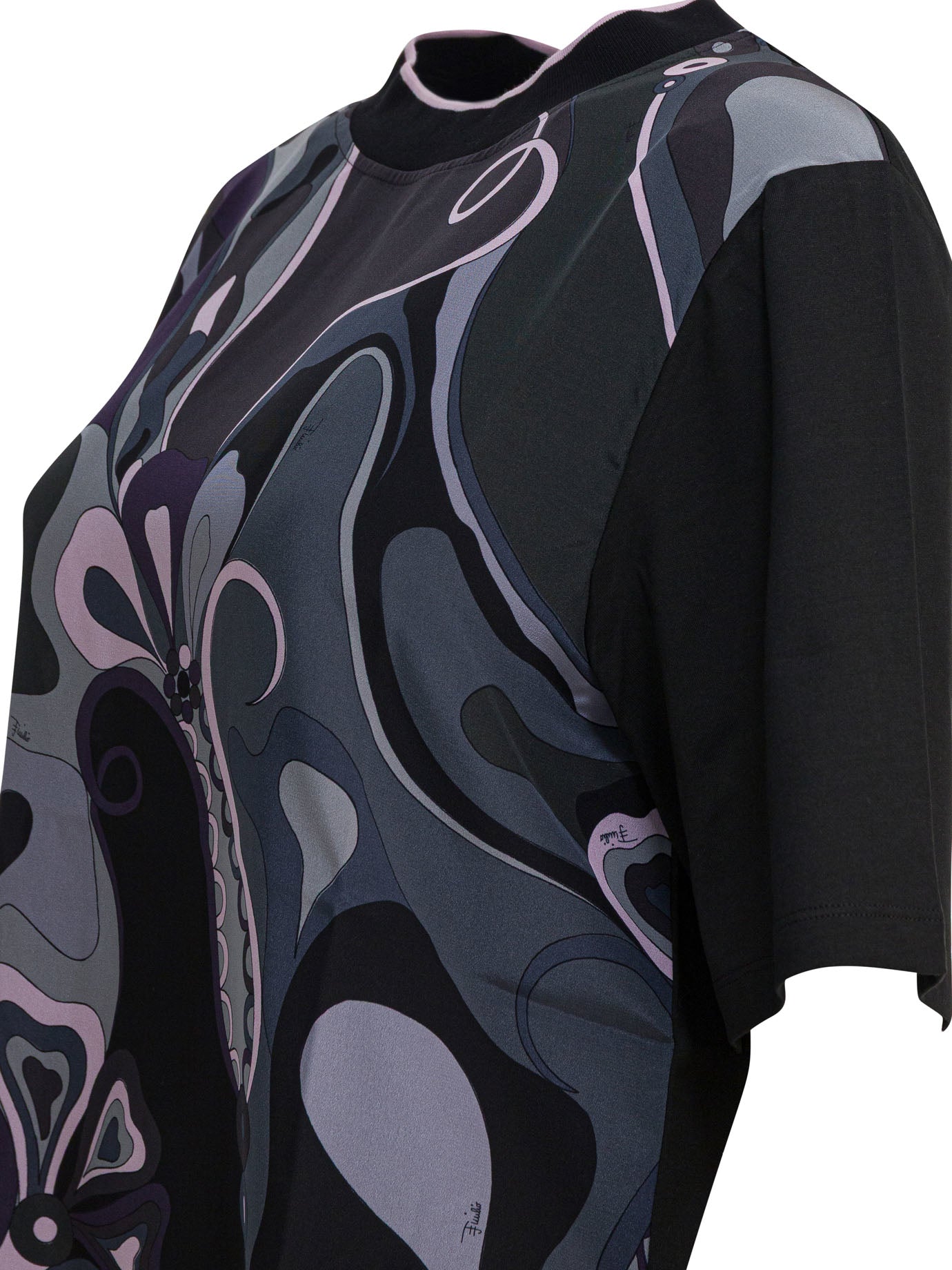 Pucci Cotton And Silk Crewneck T-Shirt With Print