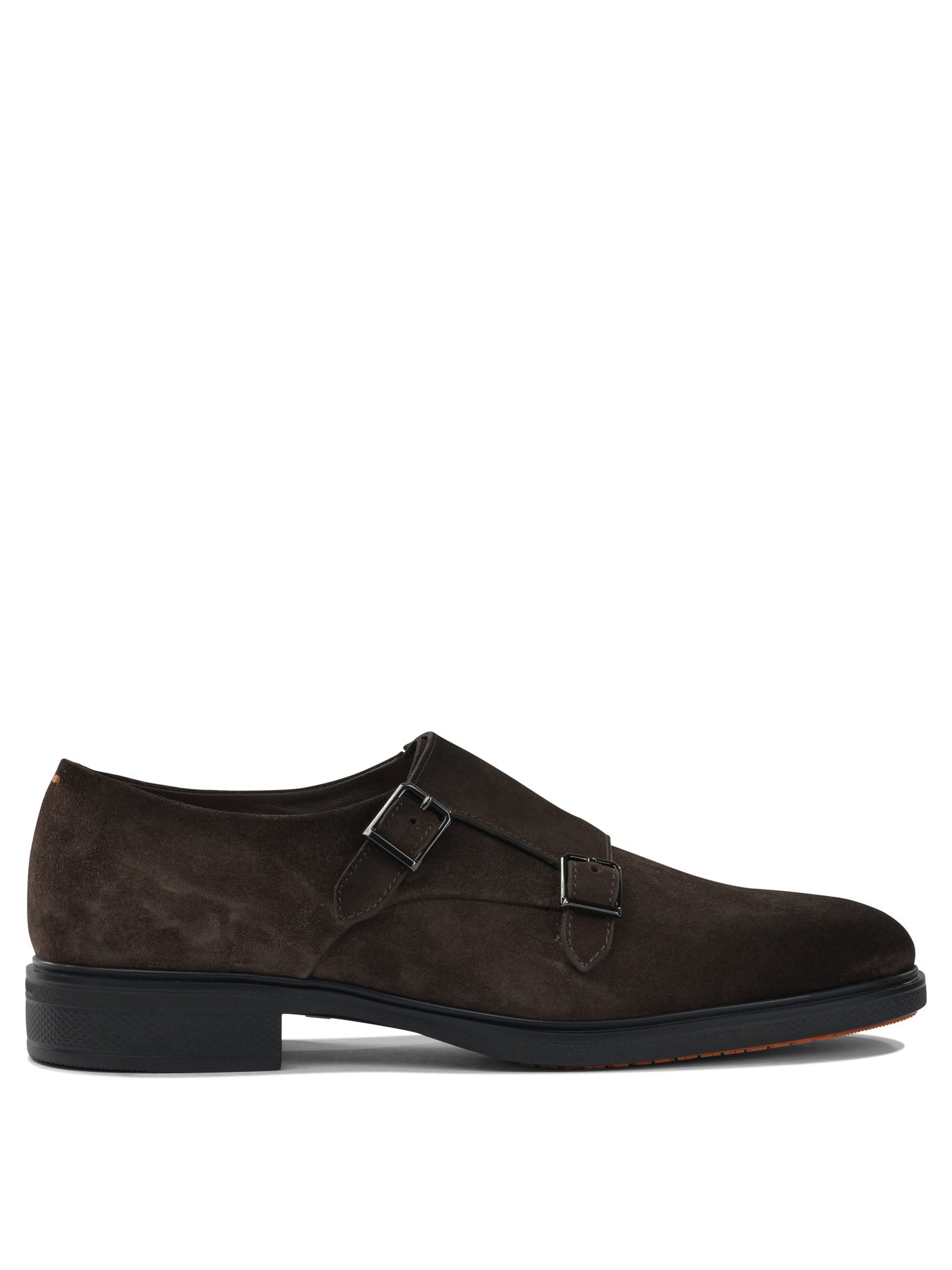 Santoni Suede Double Buckle Loafers