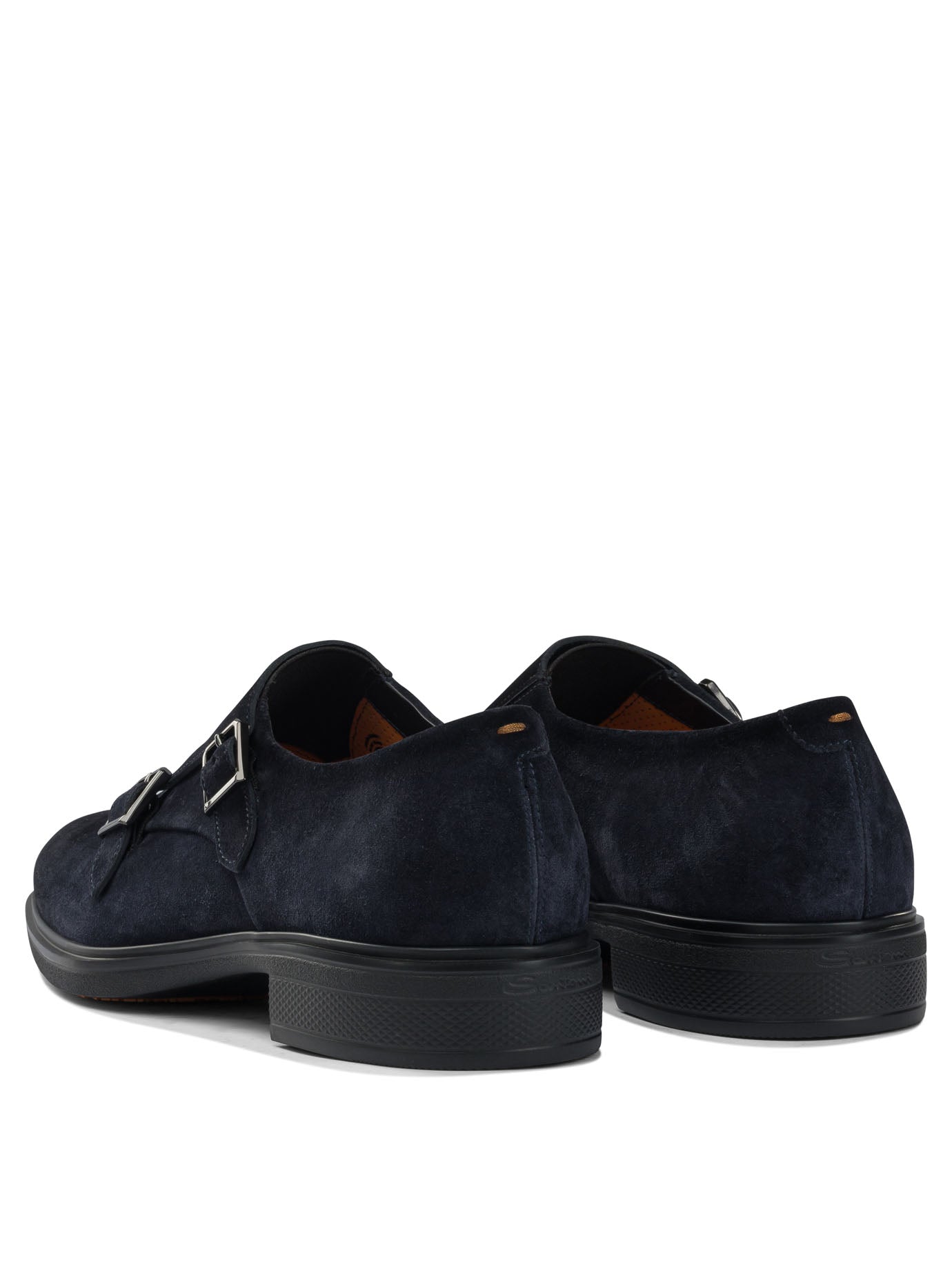 Santoni Suede Double Buckle Loafers