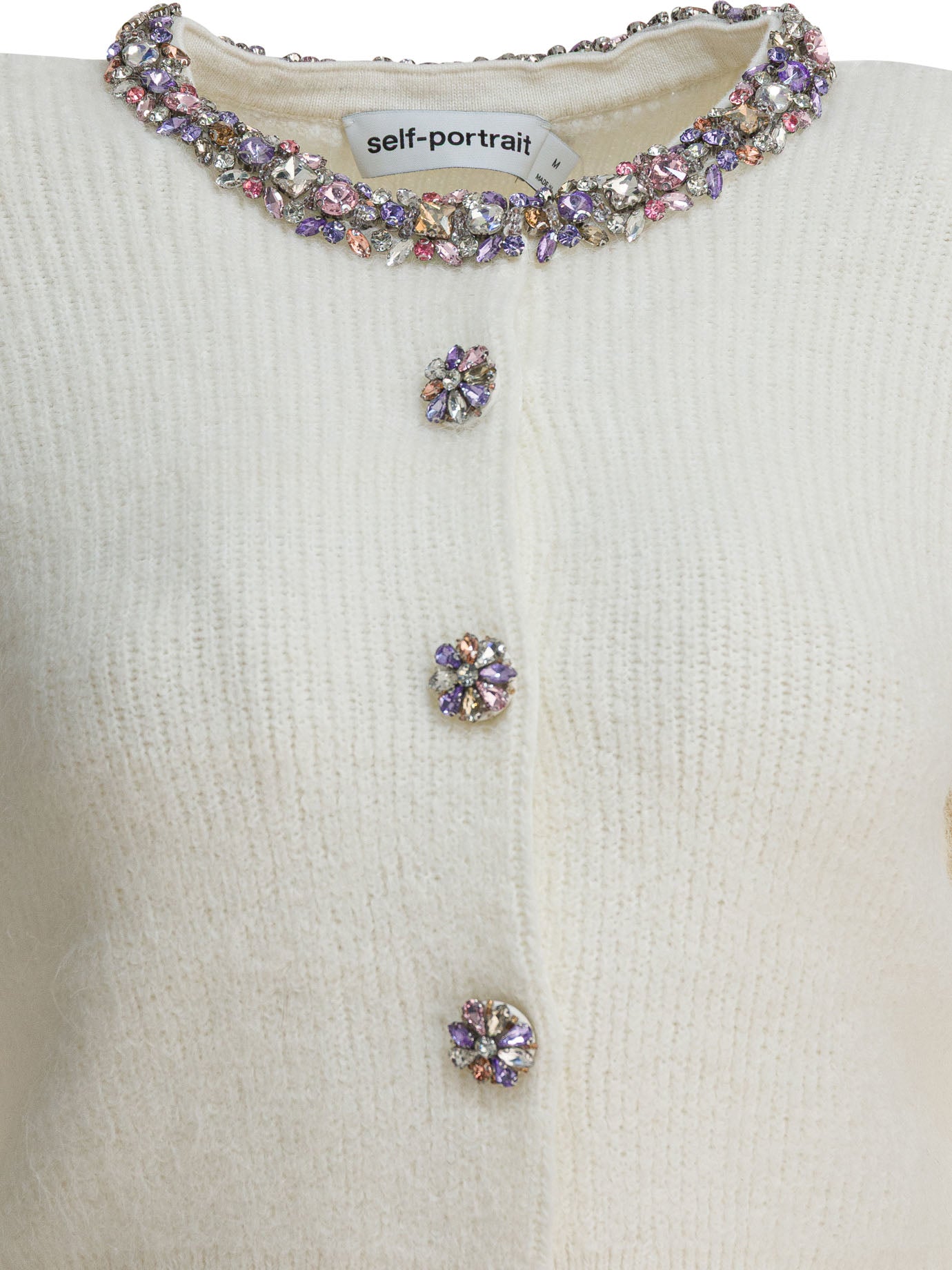 Self-portrait Embellished Wool-Blend Cardigan