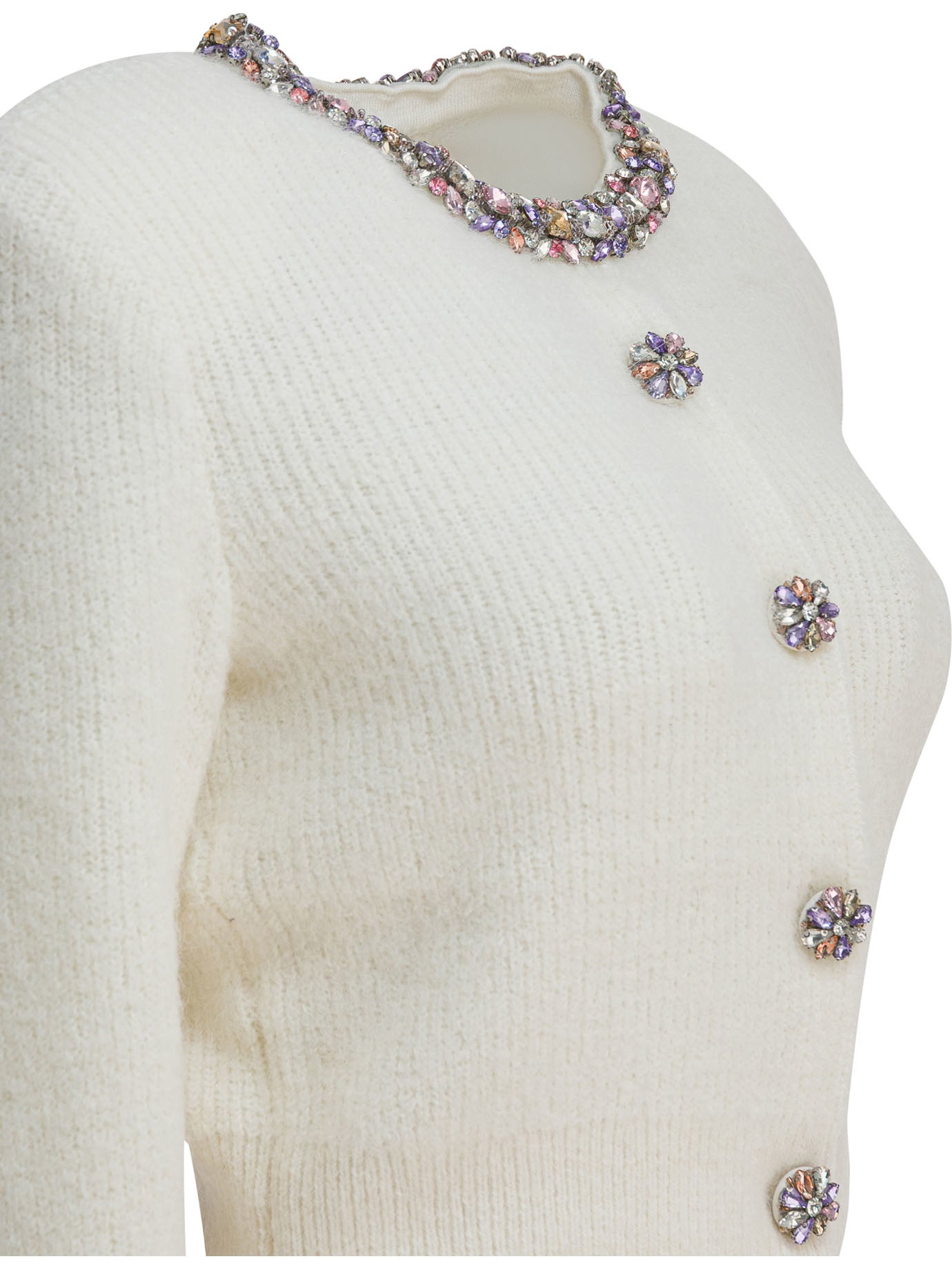 Self-portrait Embellished Wool-Blend Cardigan