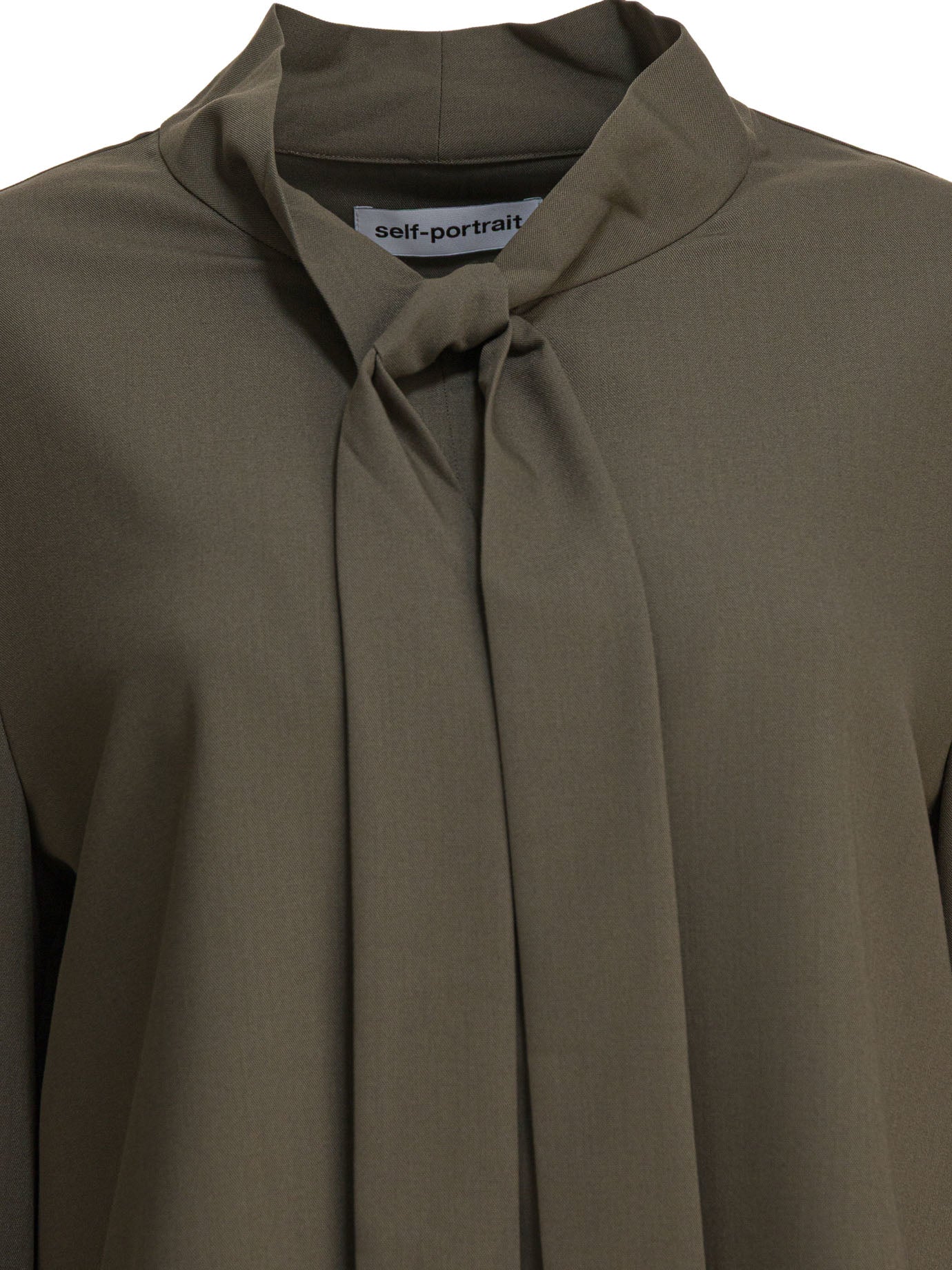 Self-portrait Twill Blouse With Bow Collar