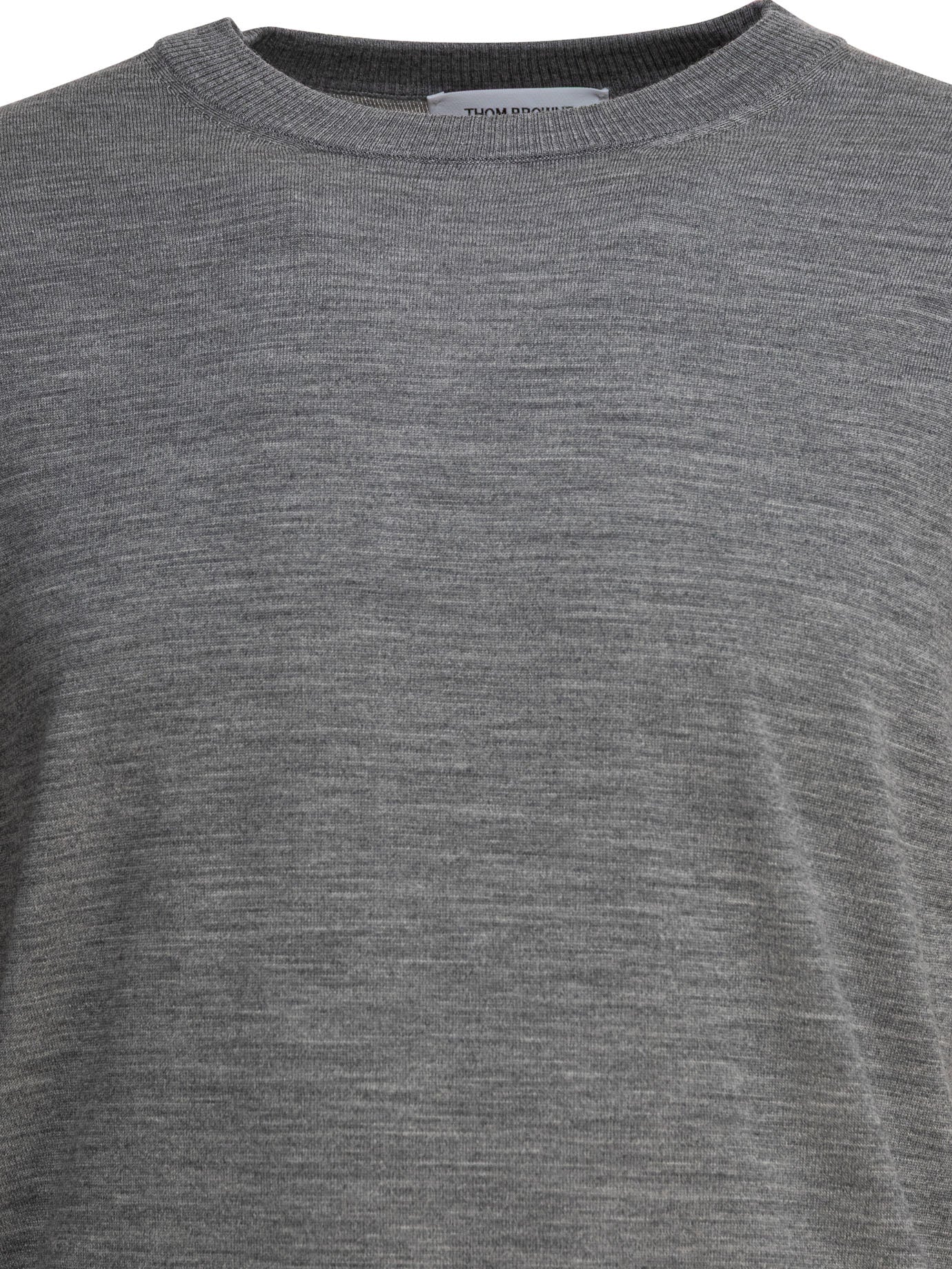 Thom Browne Classic Crewneck Pullover W/ 4 Bar Sleeve In Fine Merino Wool