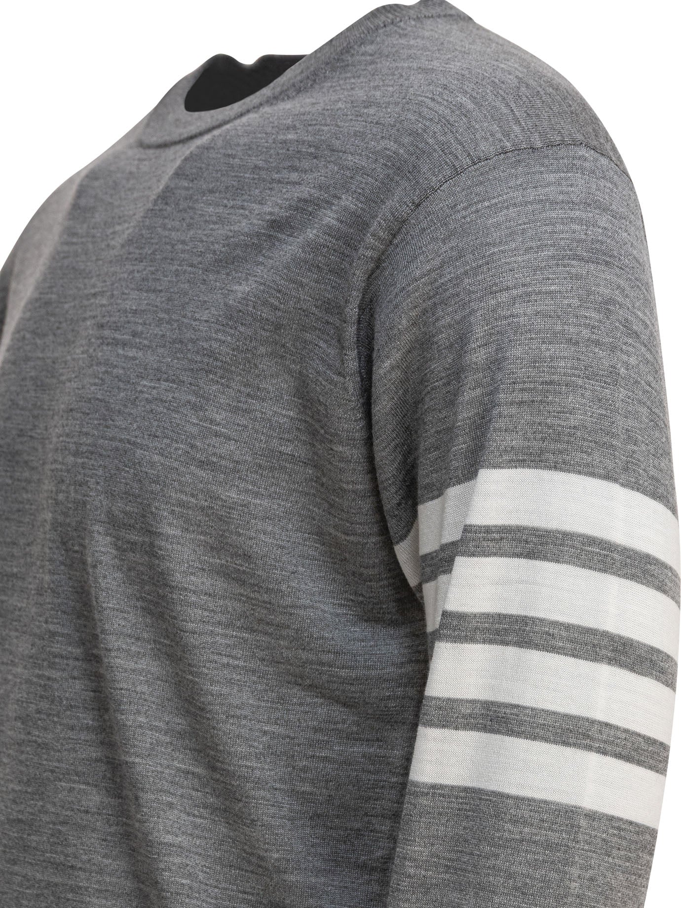 Thom Browne Classic Crewneck Pullover W/ 4 Bar Sleeve In Fine Merino Wool