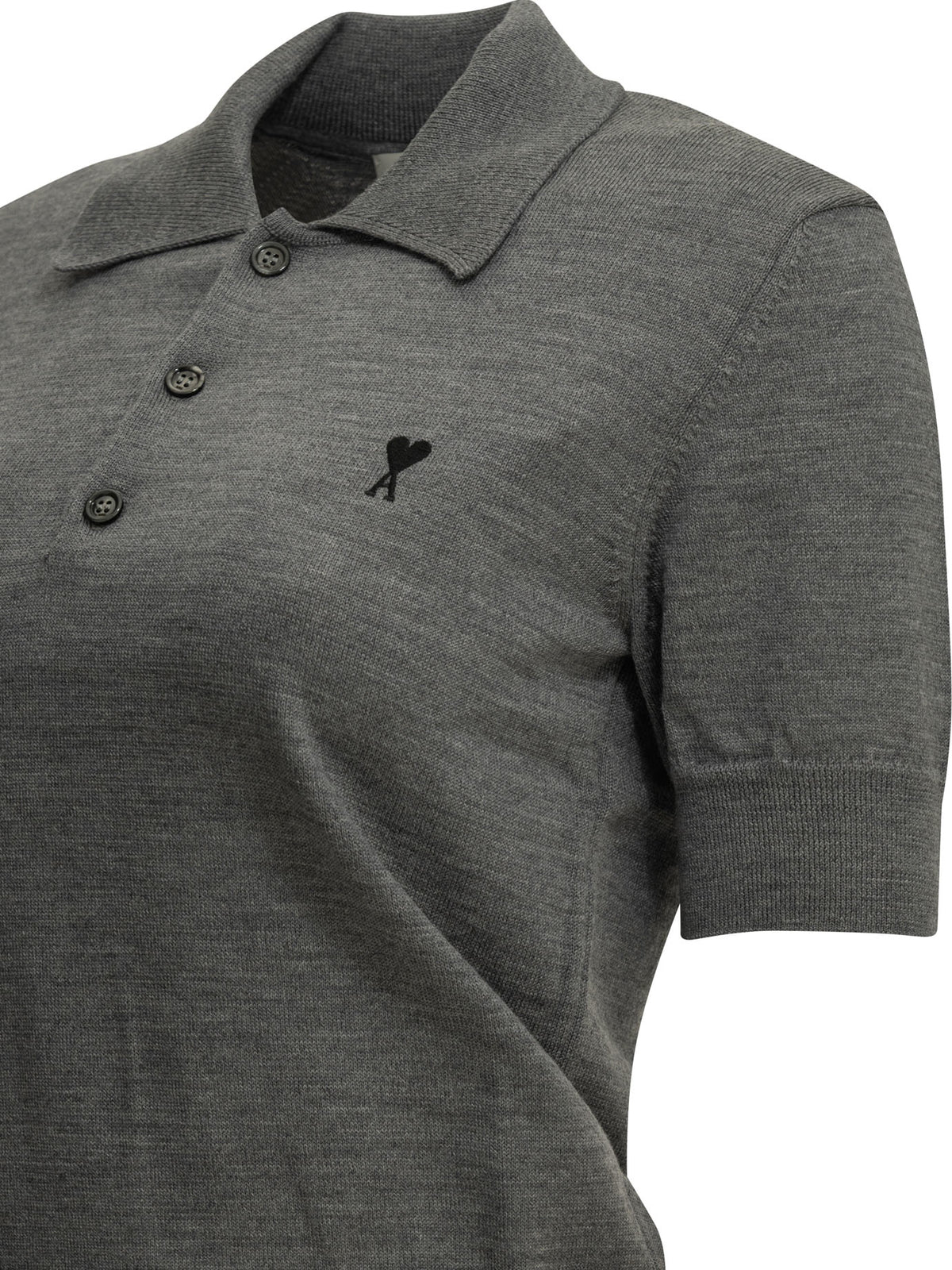 Ami Paris Merino Wool Polo Shirt