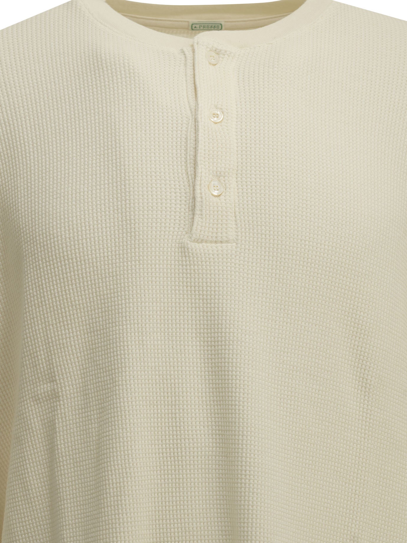 A.Presse Henley T-Shirt With A Honeycomb Pattern