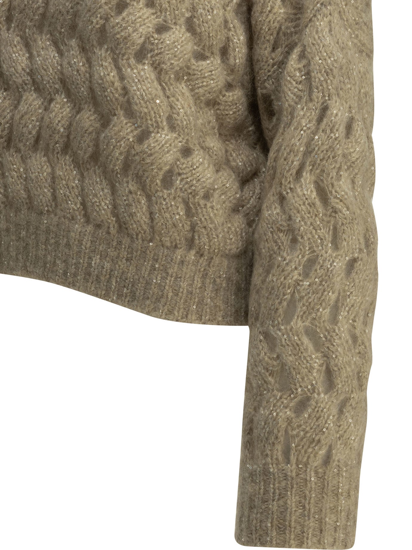 Brunello Cucinelli Dazzling Zigzag Cables Crew-Neck Sweater