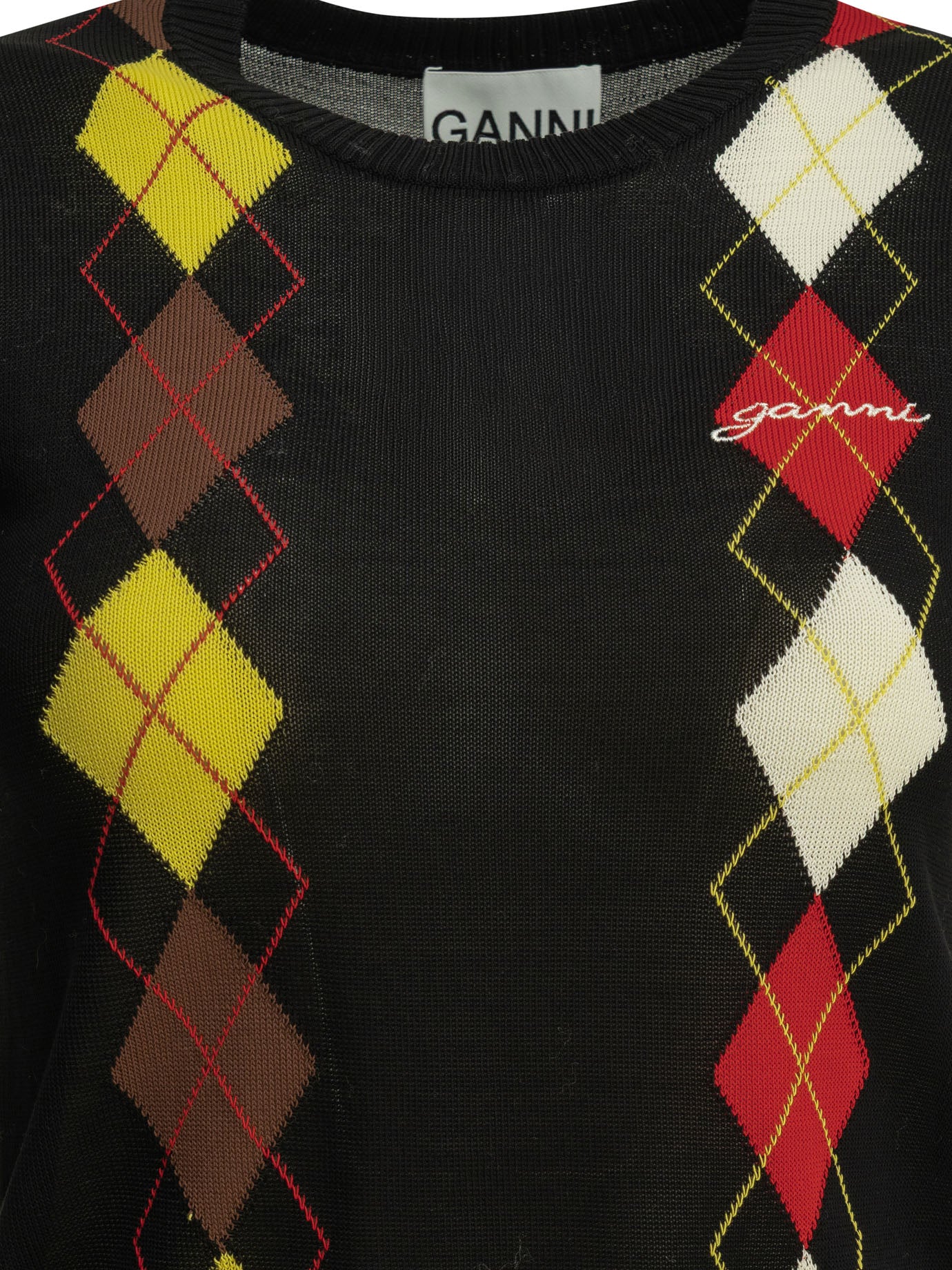 Ganni Argyle Crewneck Sweater