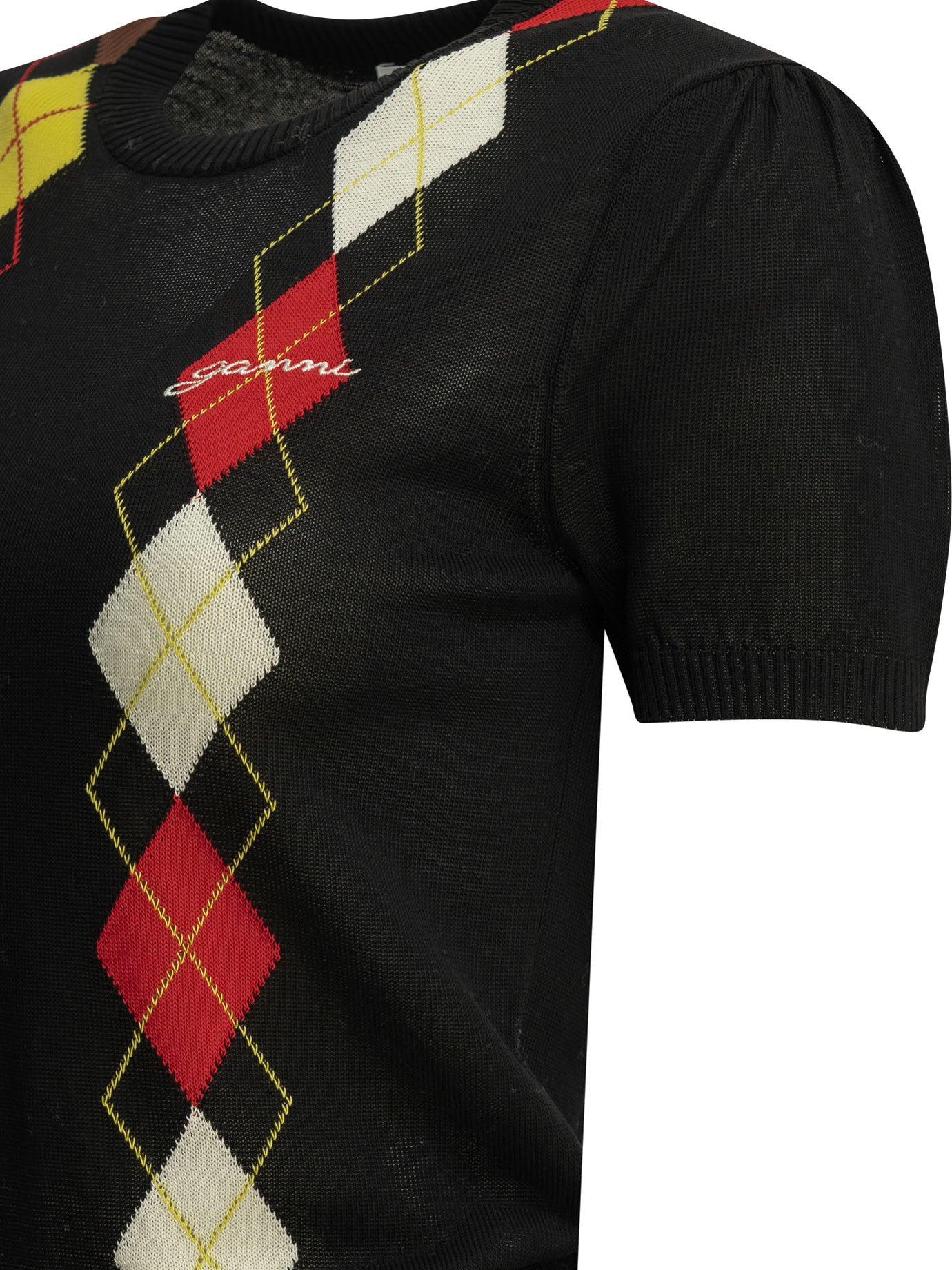 Ganni Argyle Crewneck Sweater