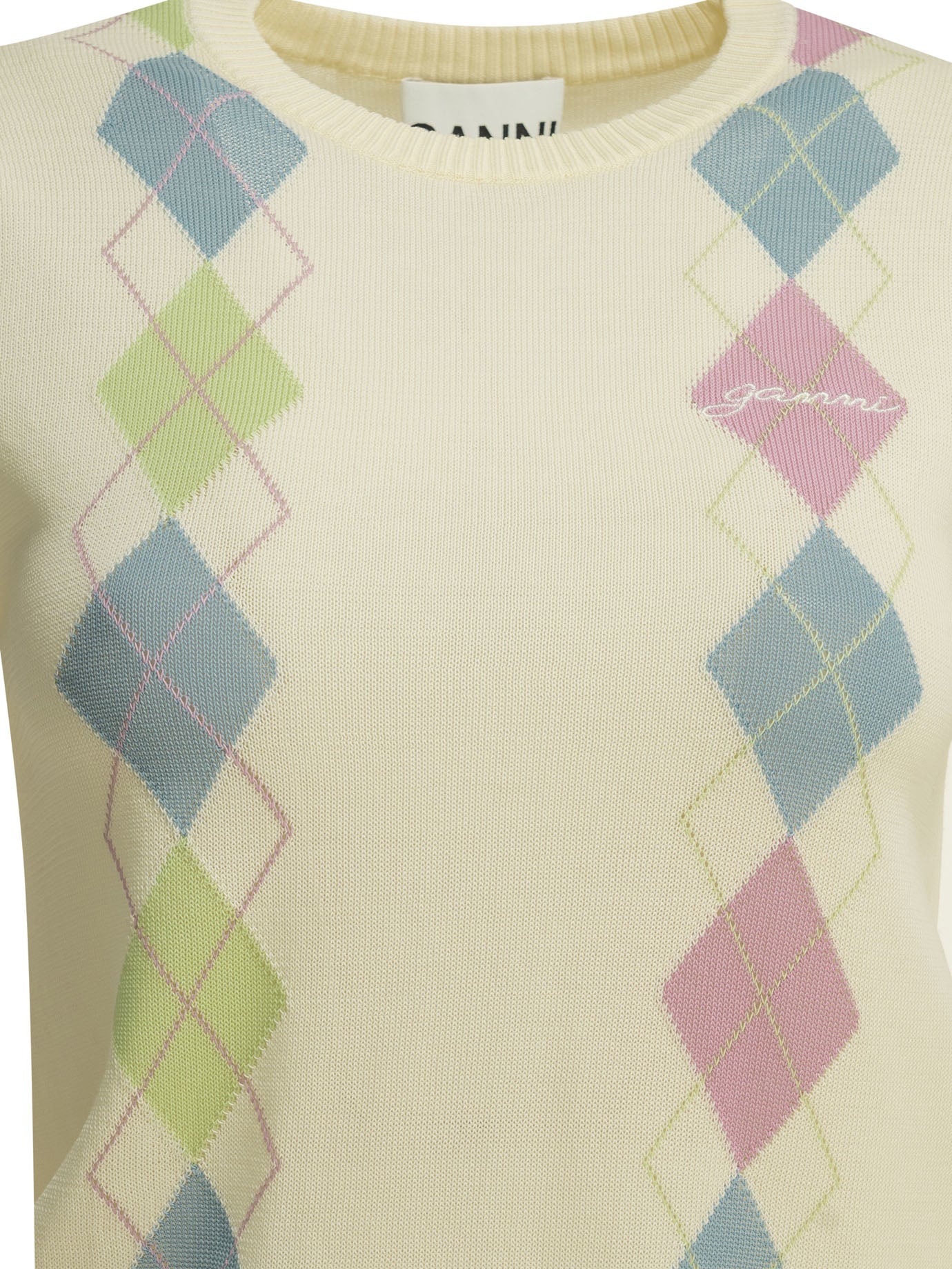 Ganni Argyle Crewneck Sweater