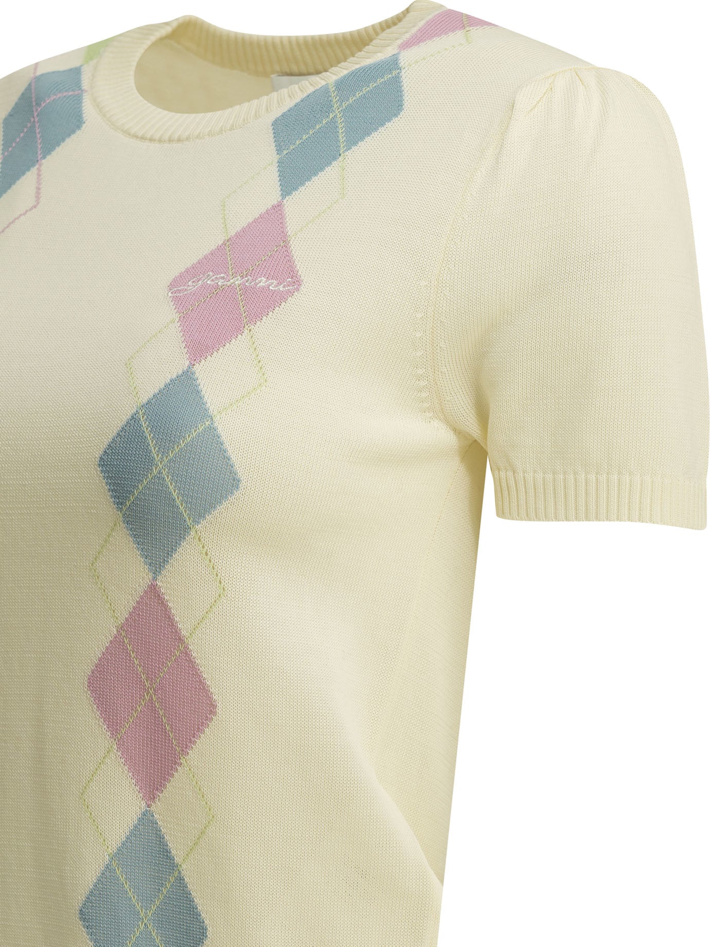 Ganni Argyle Crewneck Sweater