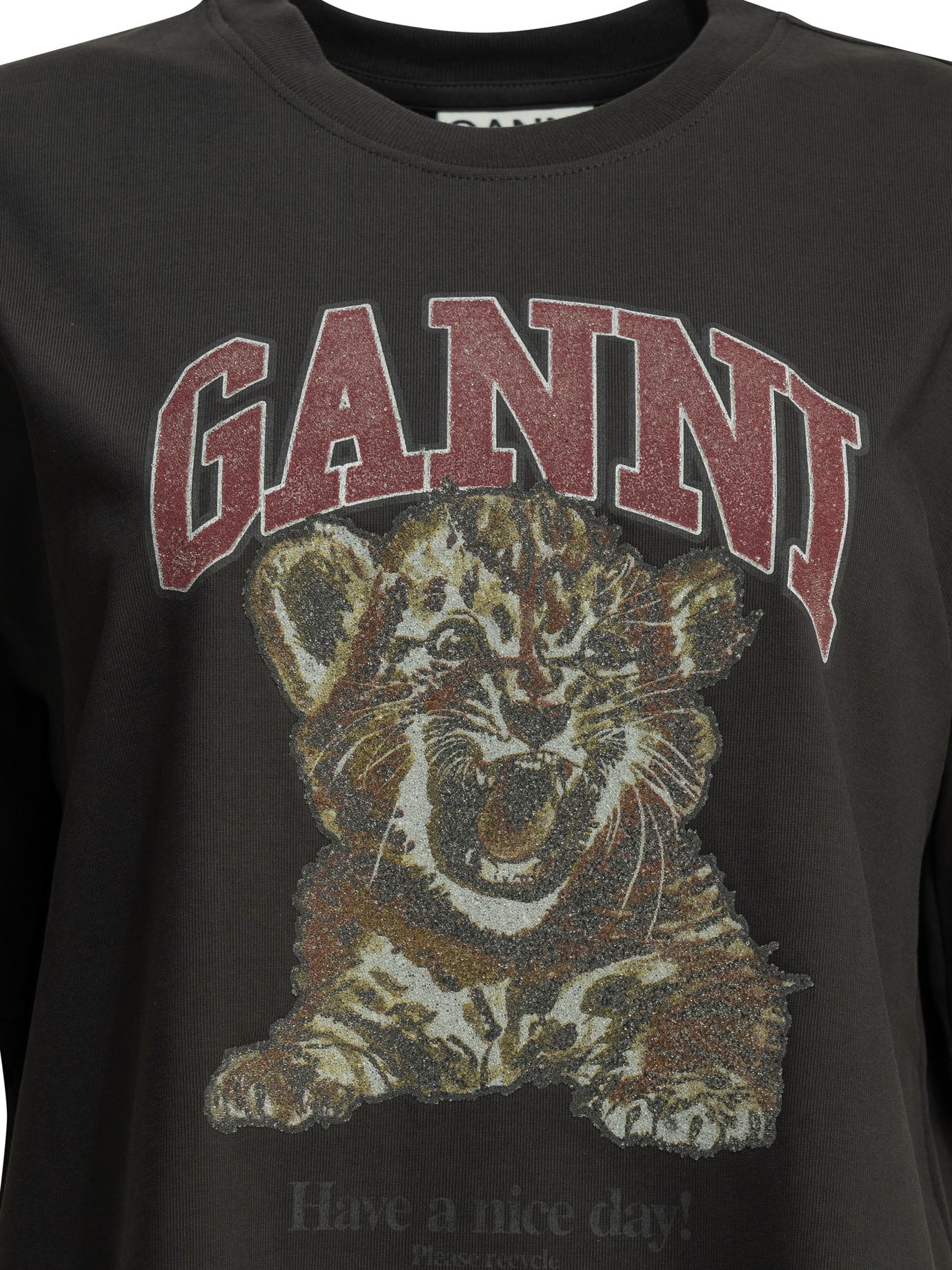 Ganni Baby Tiger Crewneck T-Shirt
