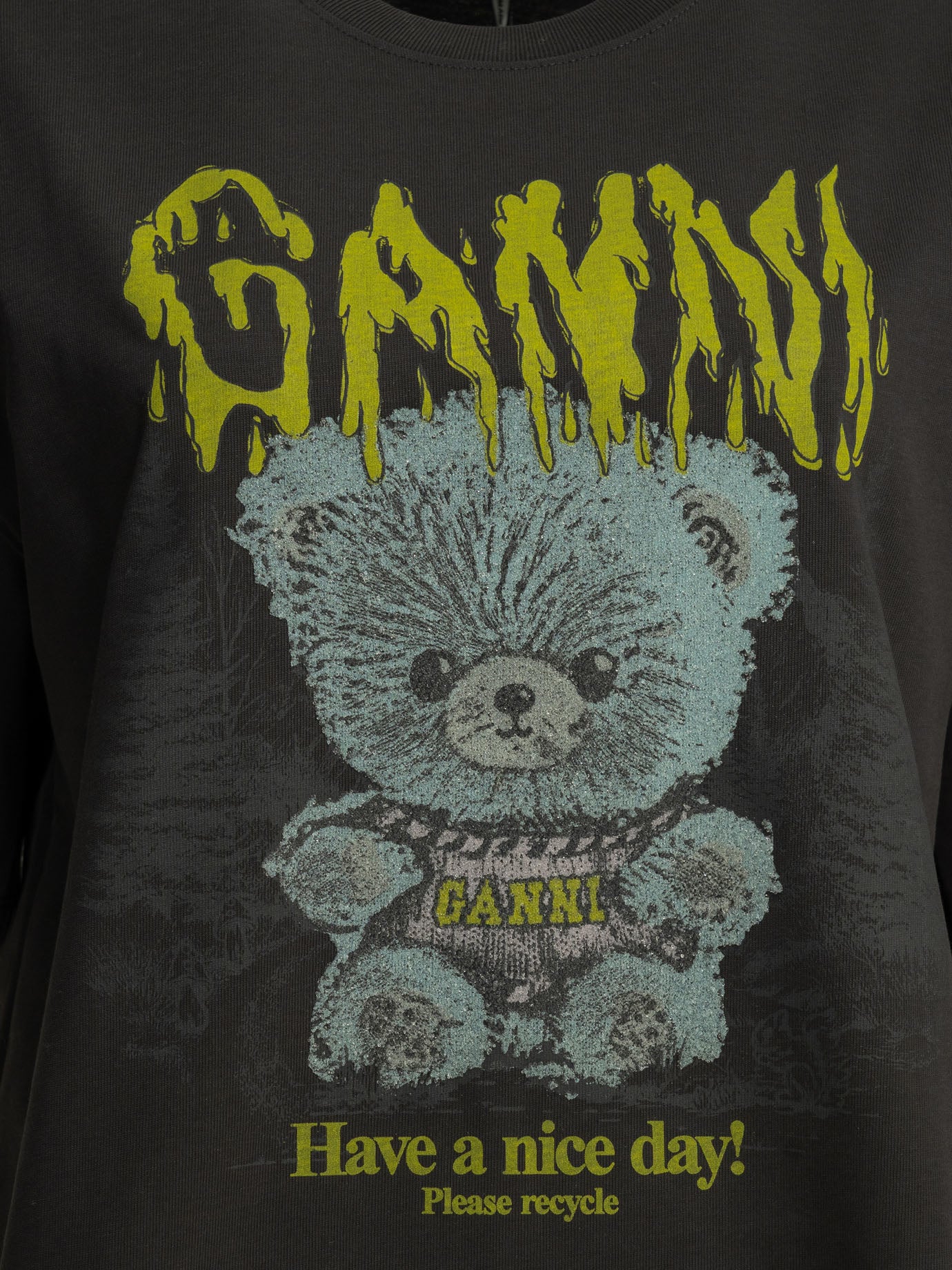Ganni Forest Teddy Crew-Neck T-Shirt
